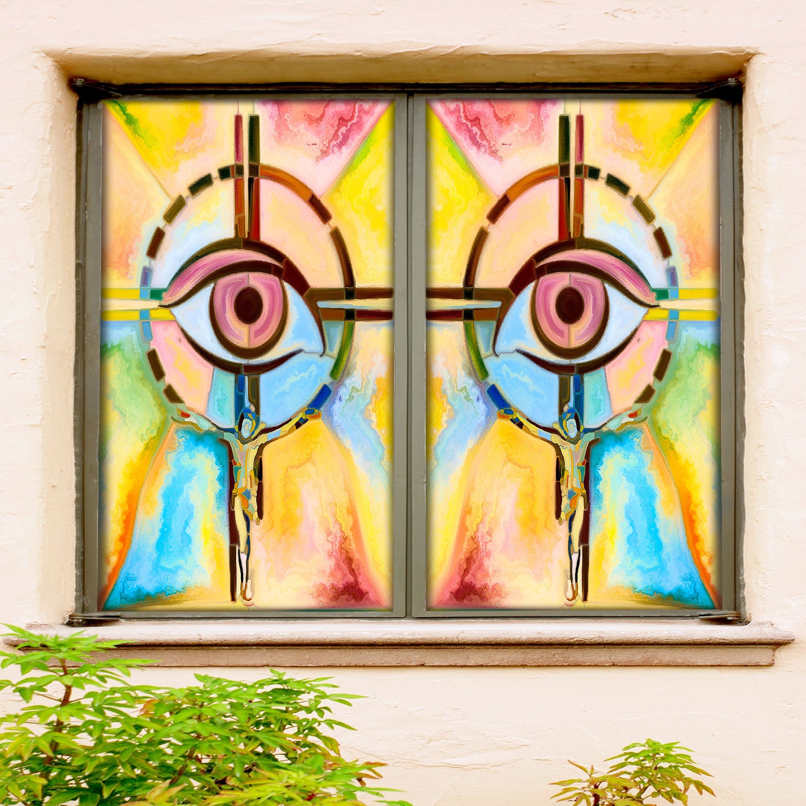 3D Eye Pattern 172 Window Film Print Sticker Cling Stained Glass UV Block