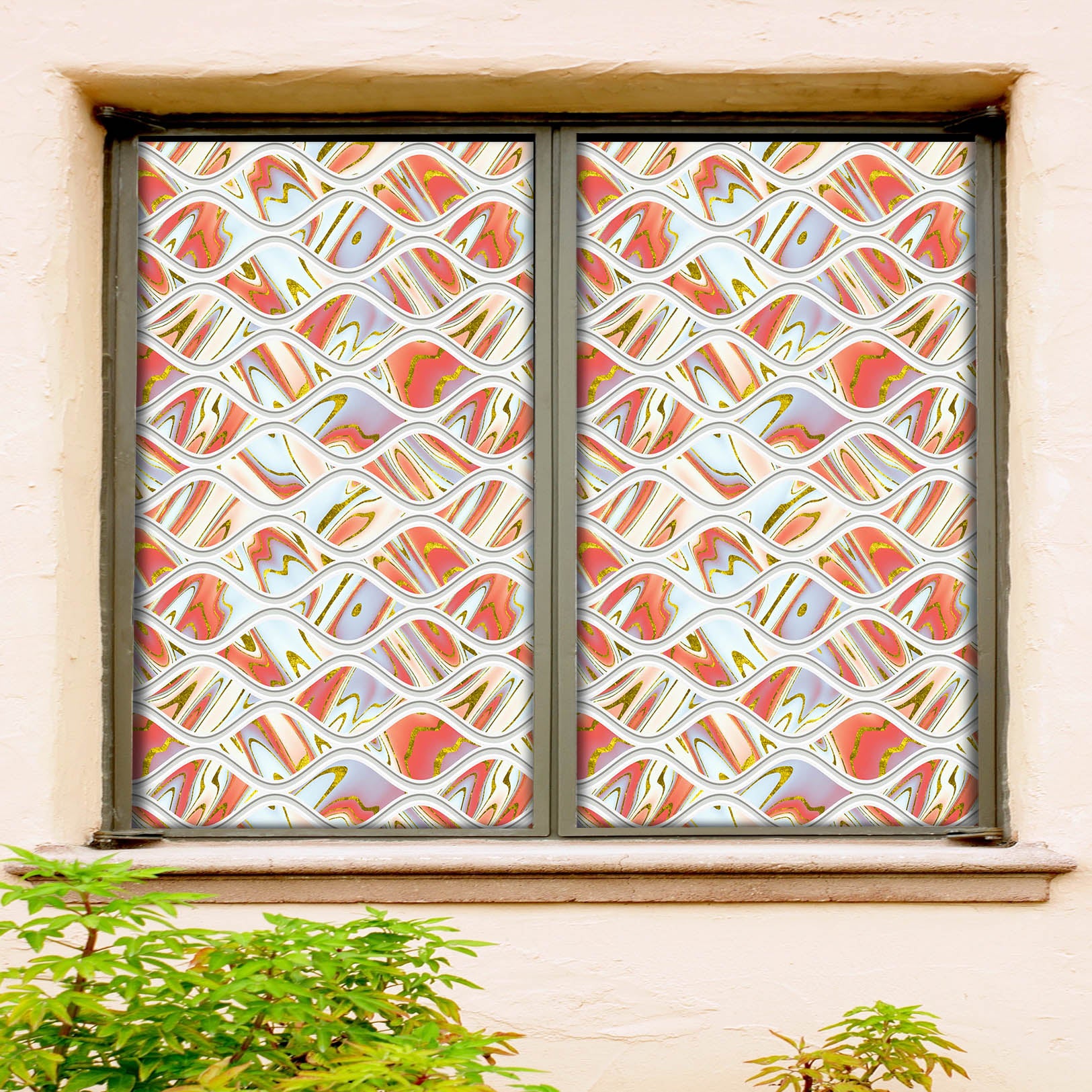 3D Fish Pattern 203 Window Film Print Sticker Cling Stained Glass UV Block