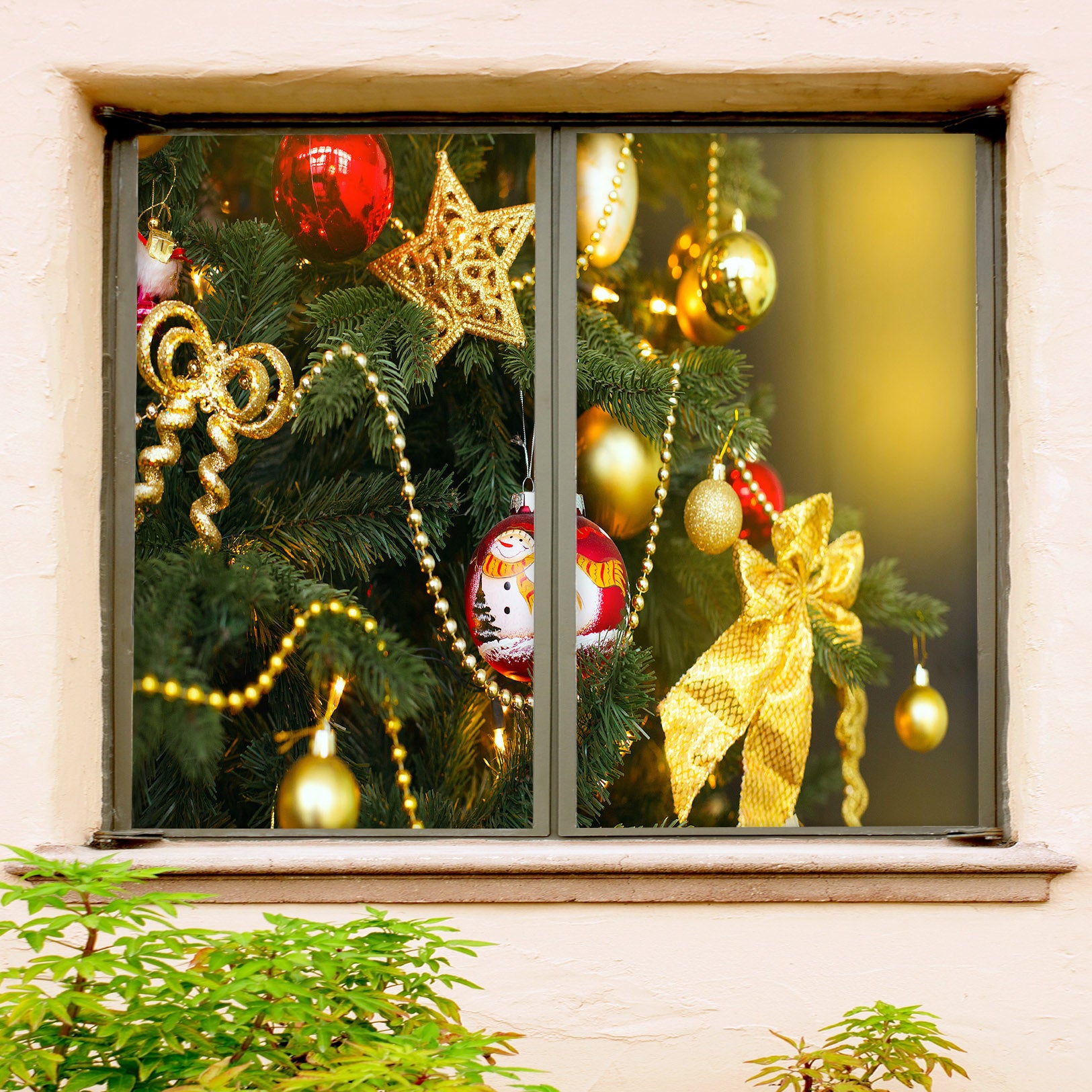 3D Christmas Tree Pendant 30041 Christmas Window Film Print Sticker Cling Stained Glass Xmas