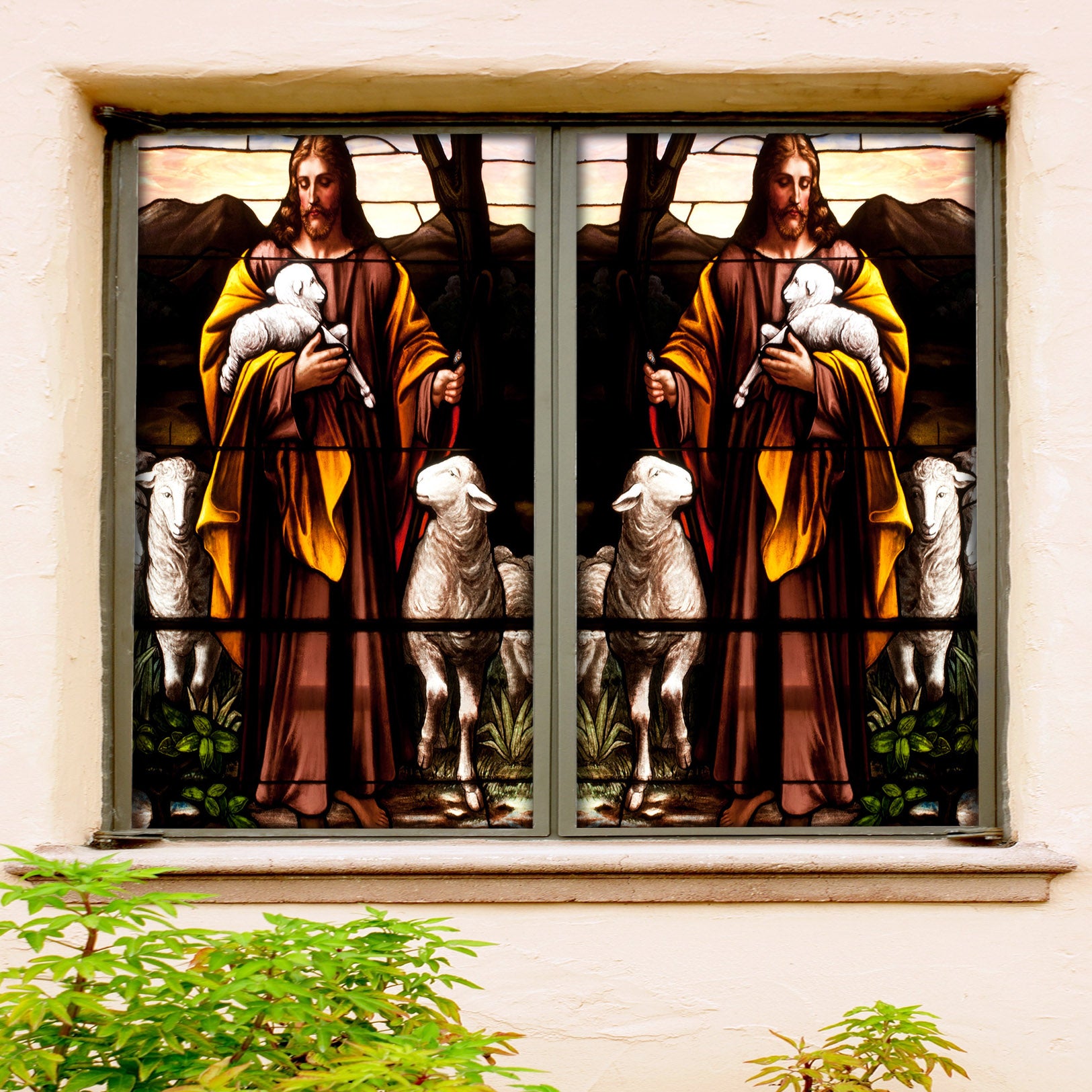 3D Little Sheep 121 Window Film Print Sticker Cling Stained Glass UV Block