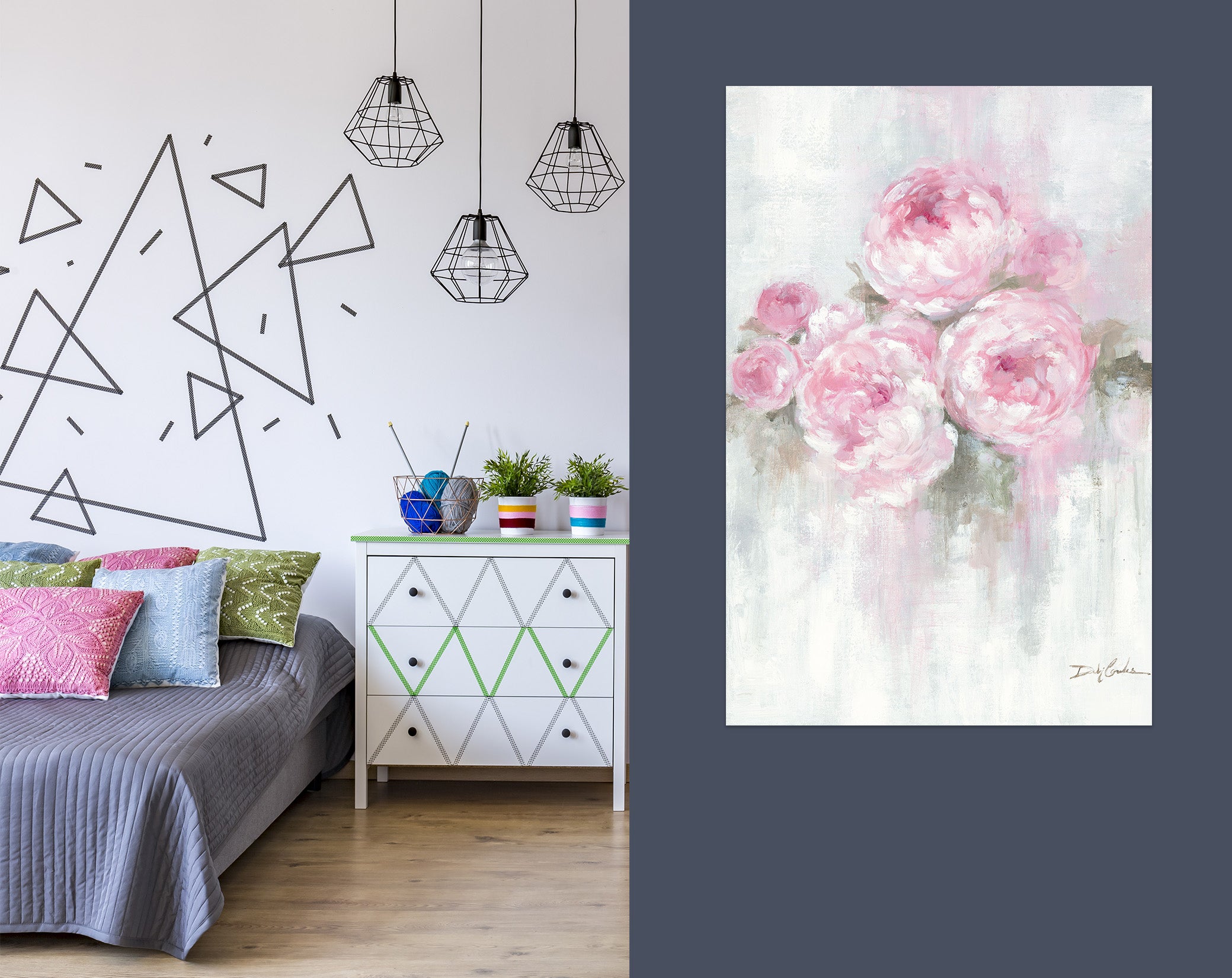 3D Pink Flowers 0129 Debi Coules Wall Sticker