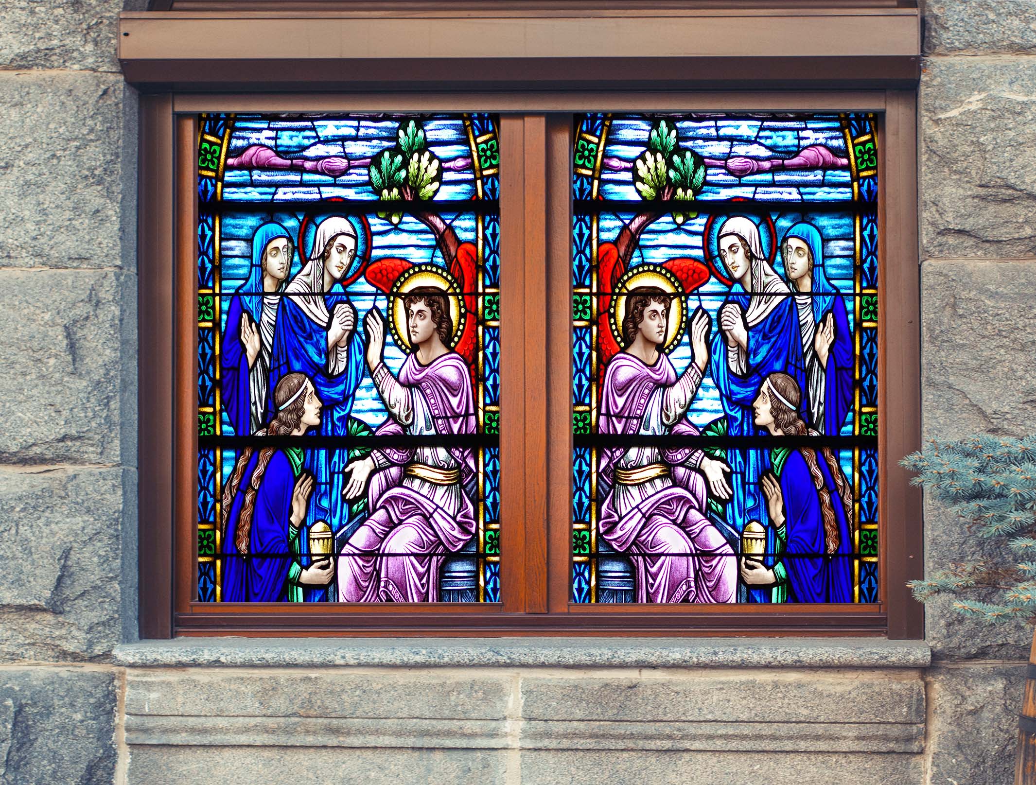 3D Christian Faith 102 Window Film Print Sticker Cling Stained Glass UV Block