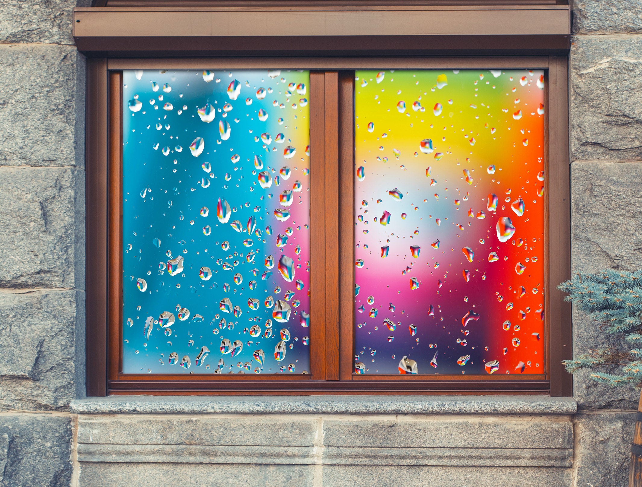 3D Color Dew 152 Window Film Print Sticker Cling Stained Glass UV Block