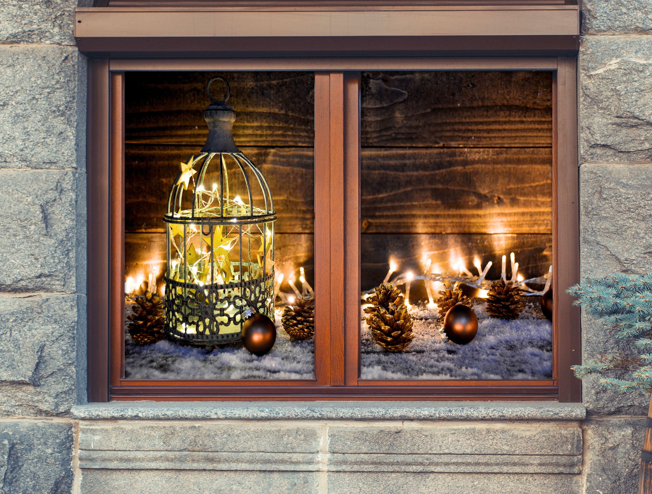 3D String Lights 30082 Christmas Window Film Print Sticker Cling Stained Glass Xmas