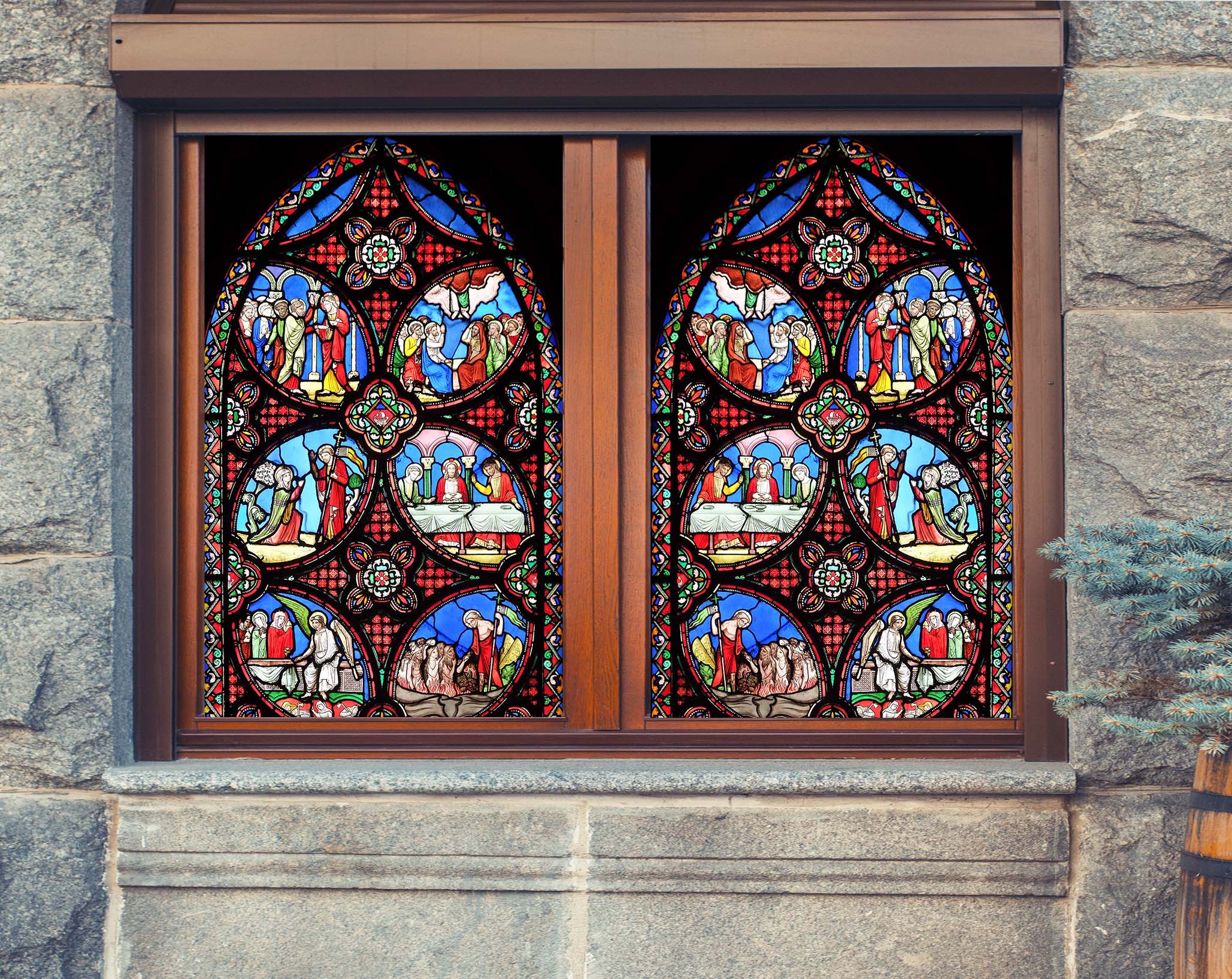 3D Church Belief 414 Window Film Print Sticker Cling Stained Glass UV Block