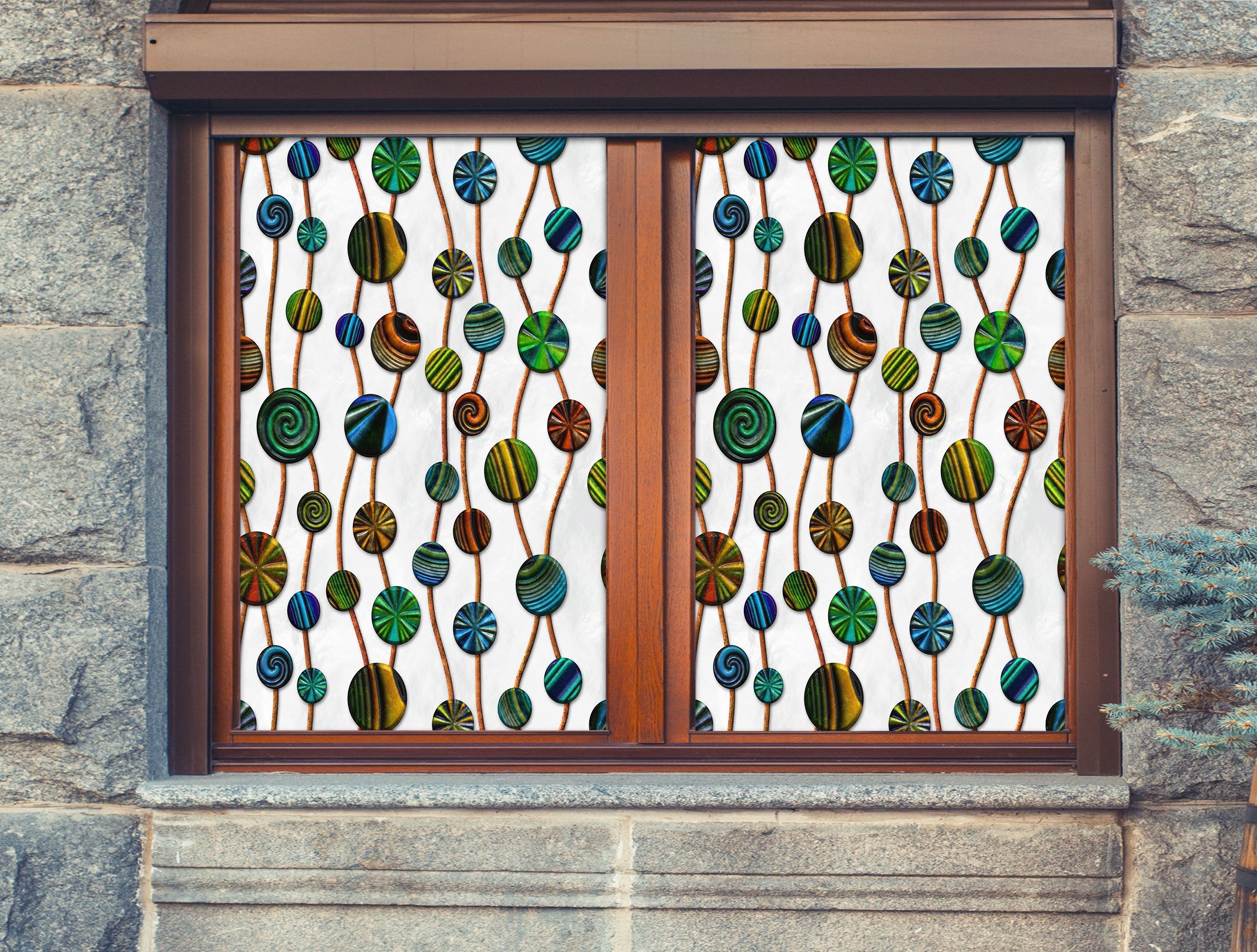 3D Color Circle 159 Window Film Print Sticker Cling Stained Glass UV Block