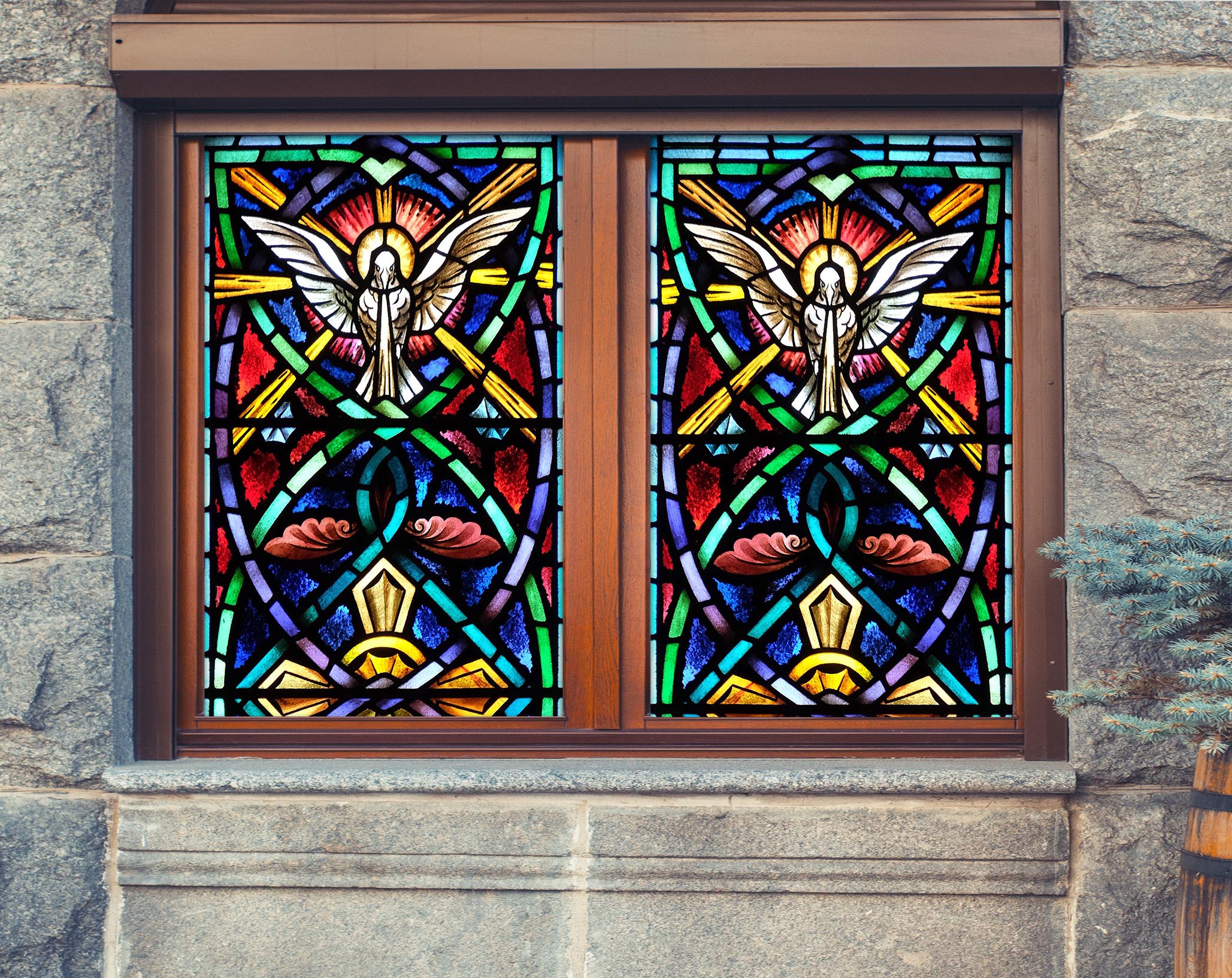 3D Peace Pigeon 390 Window Film Print Sticker Cling Stained Glass UV Block