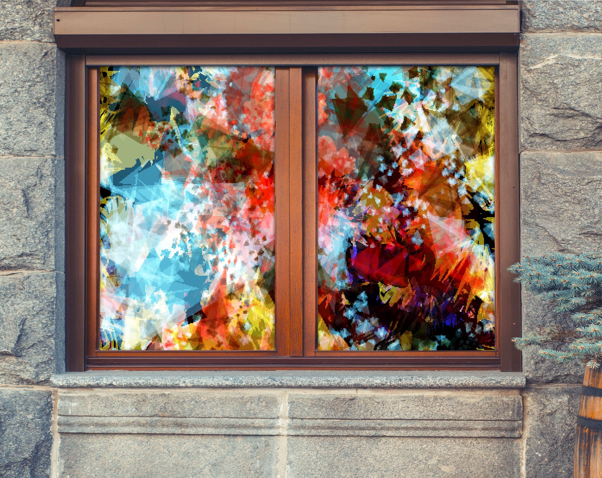 3D Mosaic Graffiti 338 Window Film Print Sticker Cling Stained Glass UV Block