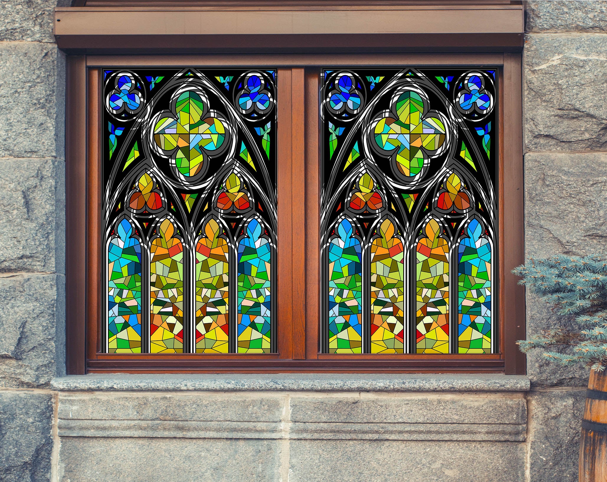 3D Color Graffiti 383 Window Film Print Sticker Cling Stained Glass UV Block