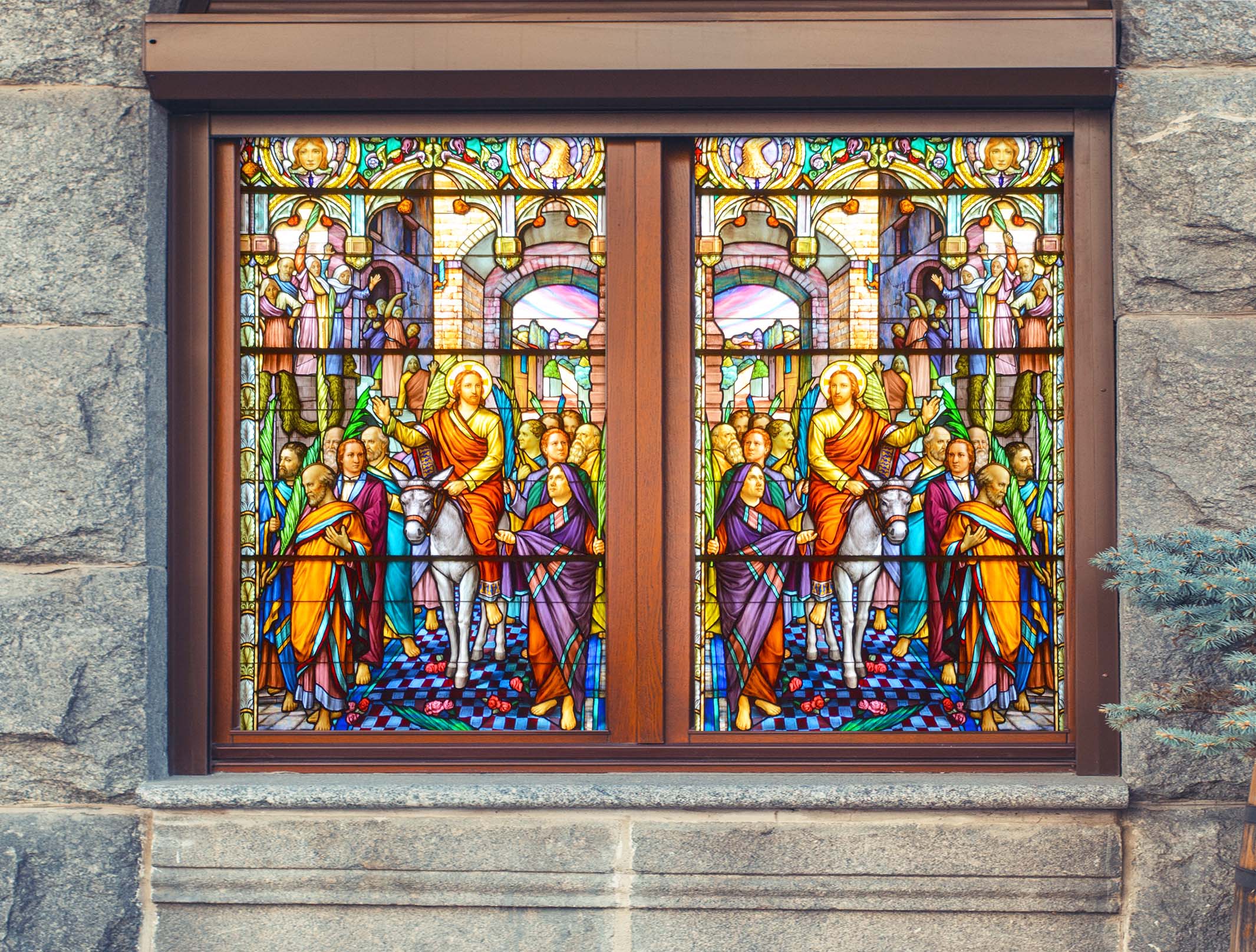 3D Believer Crowd 167 Window Film Print Sticker Cling Stained Glass UV Block