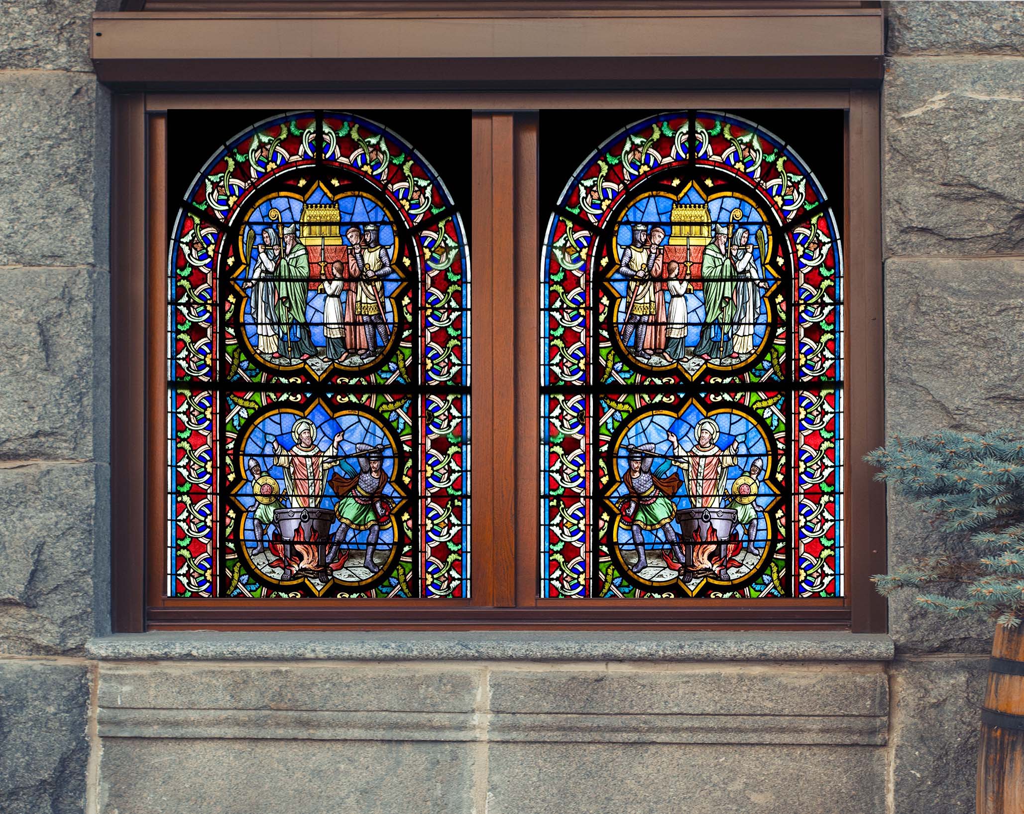 3D Religious Ceremony 252 Window Film Print Sticker Cling Stained Glass UV Block