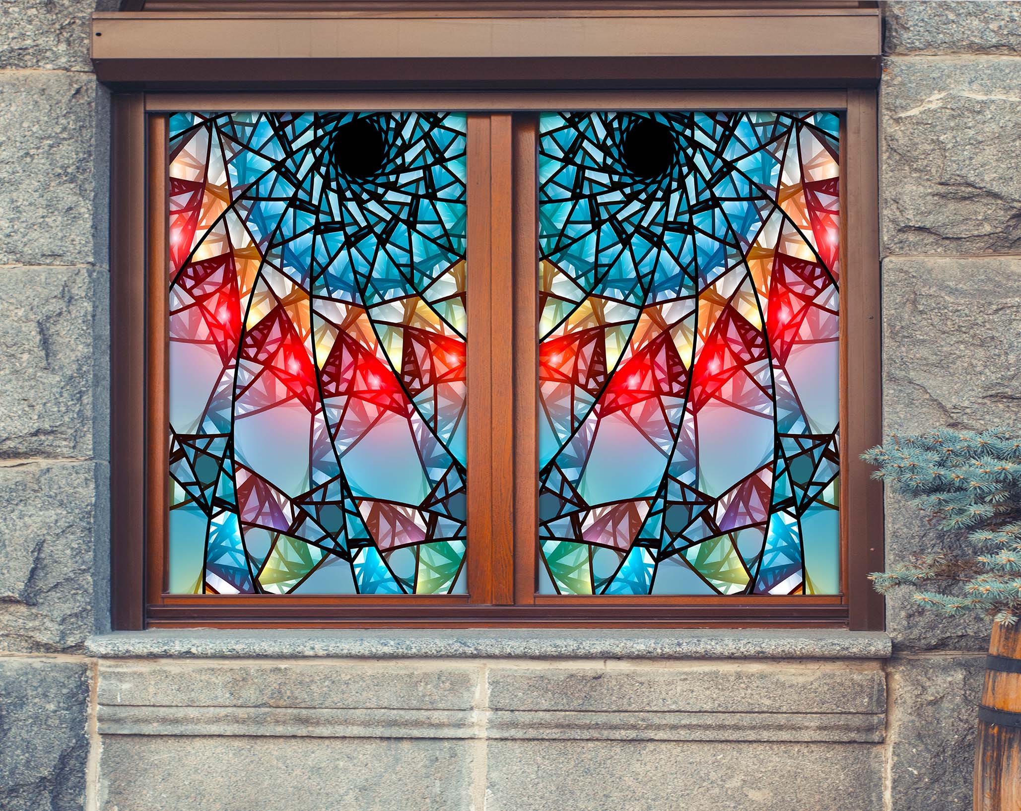 3D Splicing Debris 378 Window Film Print Sticker Cling Stained Glass UV Block