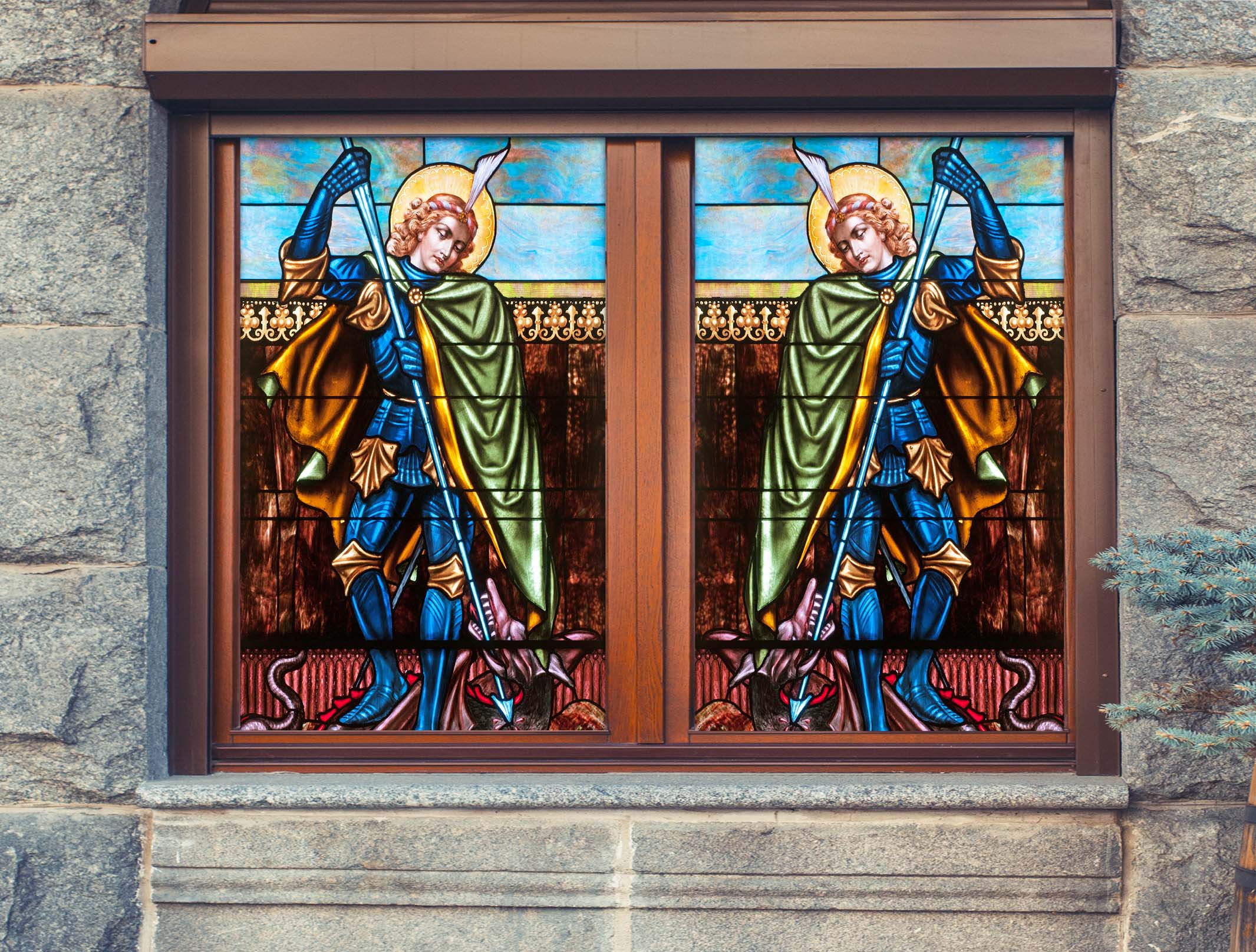 3D Prince Dragon 140 Window Film Print Sticker Cling Stained Glass UV Block