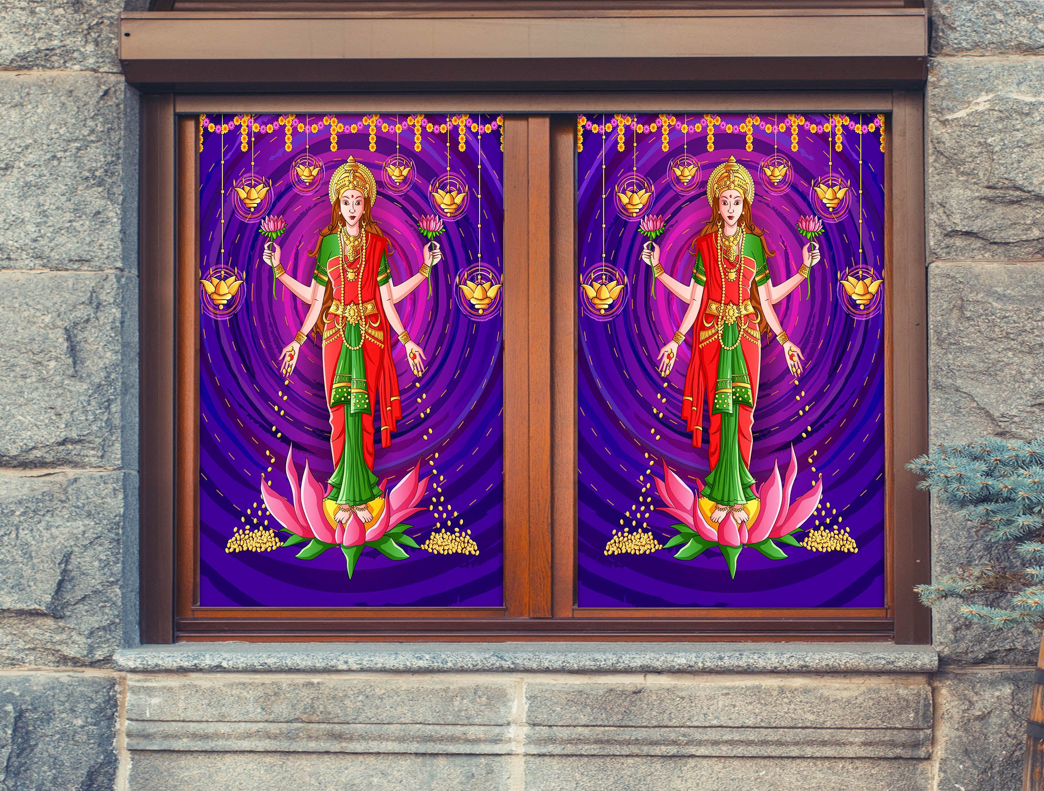 3D Crown Woman 227 Window Film Print Sticker Cling Stained Glass UV Block