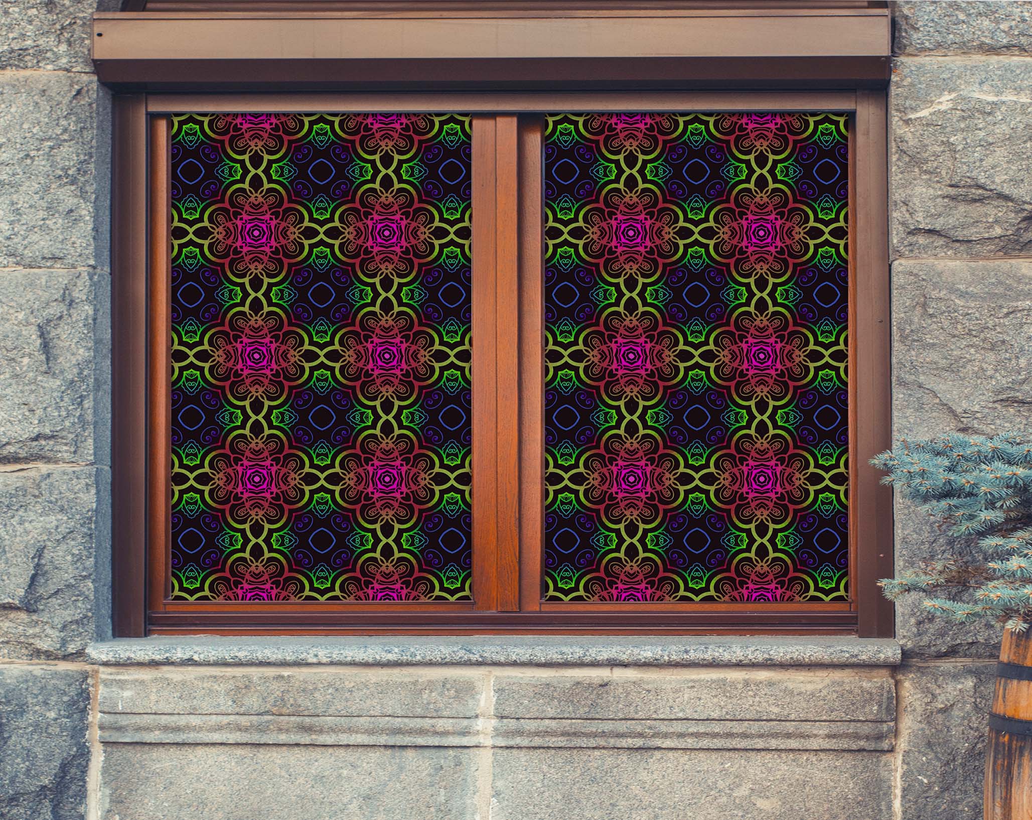 3D Clip Art Flower 408 Window Film Print Sticker Cling Stained Glass UV Block