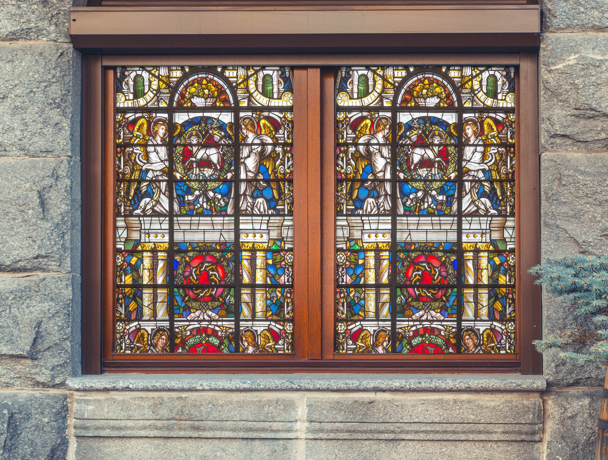 3D Believer's Church 073 Window Film Print Sticker Cling Stained Glass UV Block