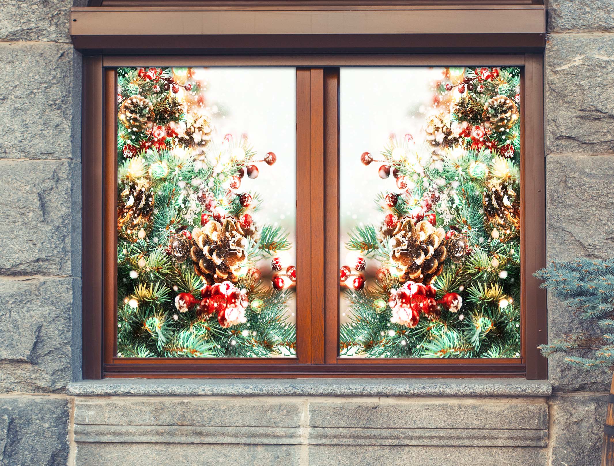 3D Christmas Tree 30109 Christmas Window Film Print Sticker Cling Stained Glass Xmas