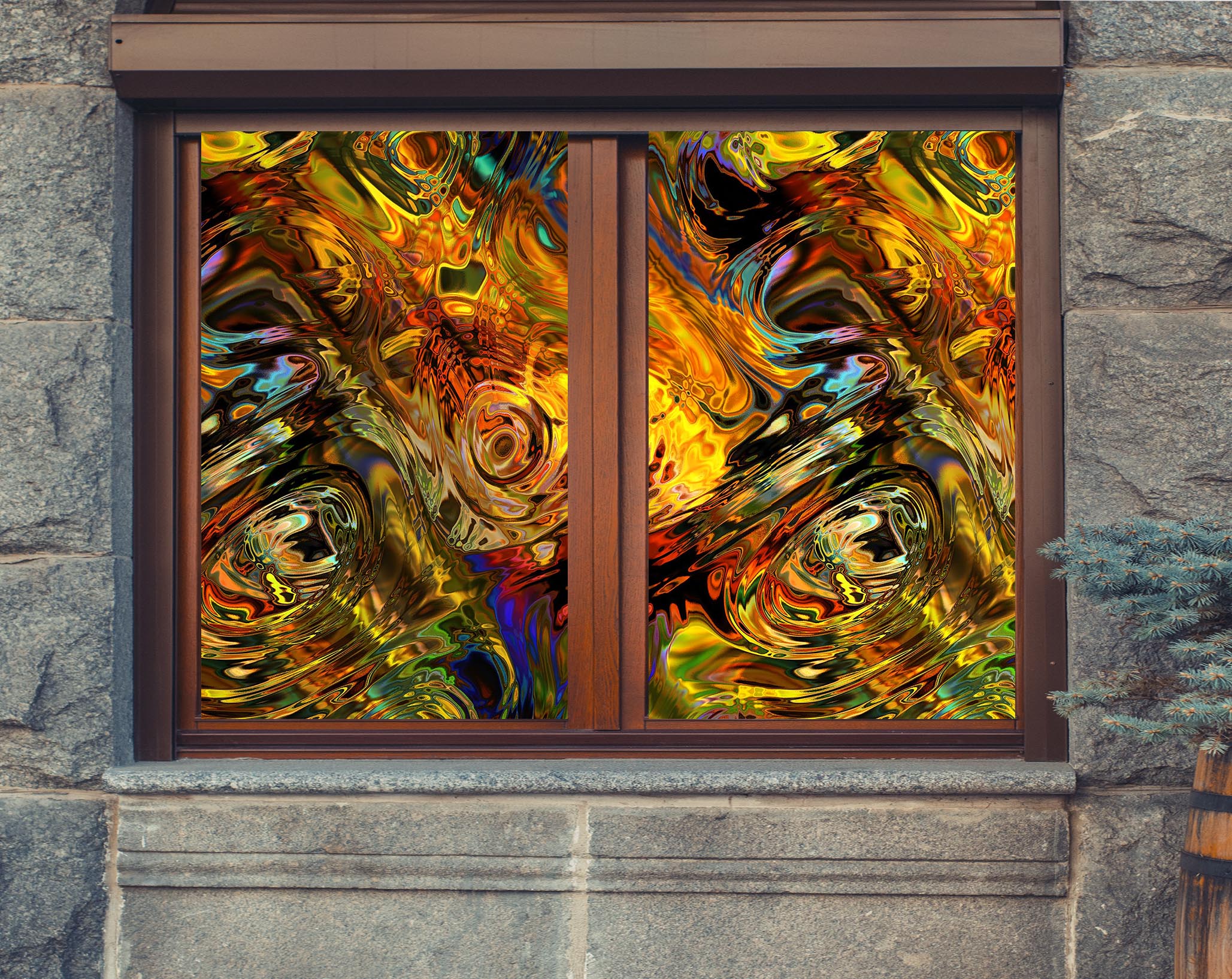 3D Water Pattern 278 Window Film Print Sticker Cling Stained Glass UV Block