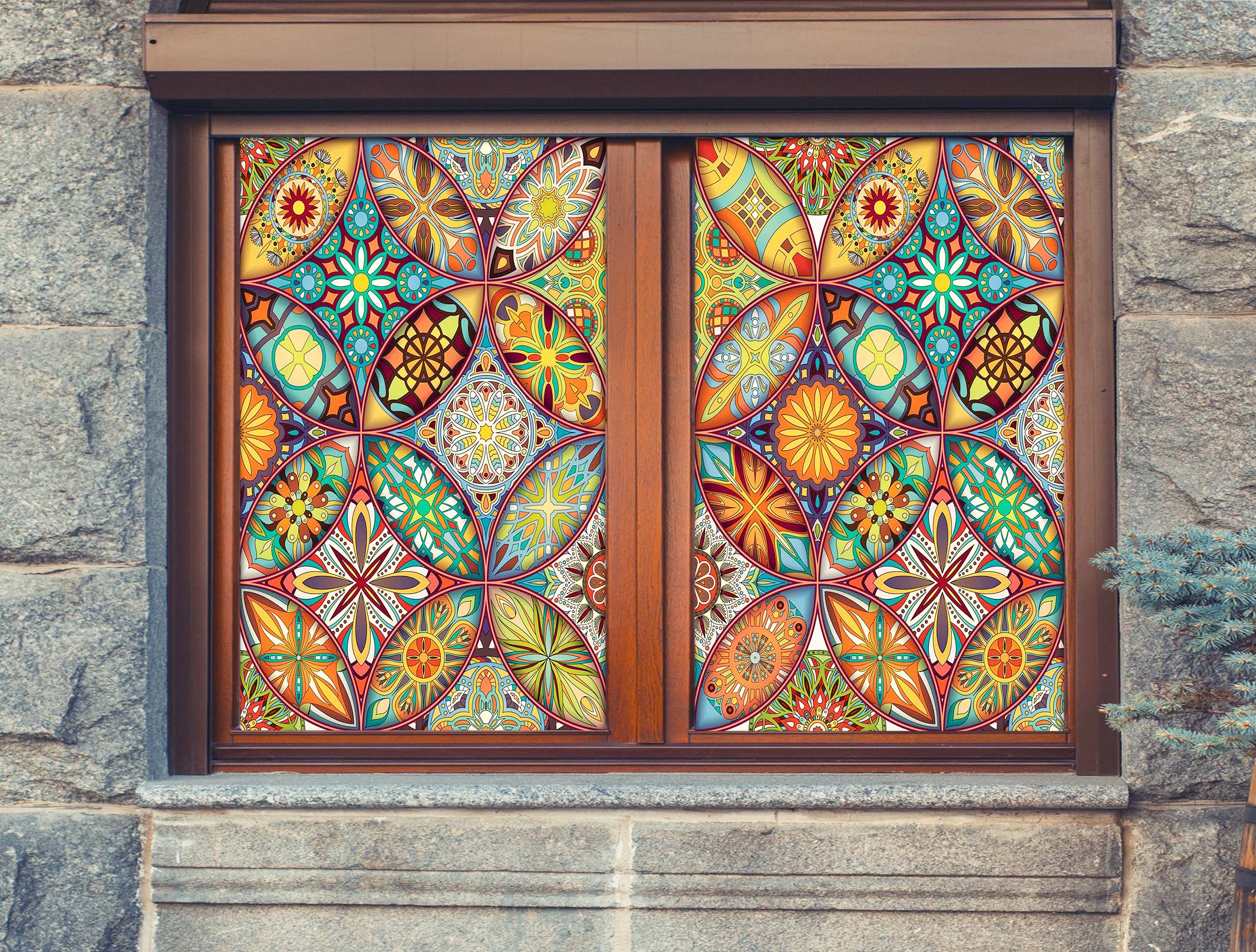 3D Beautiful Pattern 213 Window Film Print Sticker Cling Stained Glass UV Block