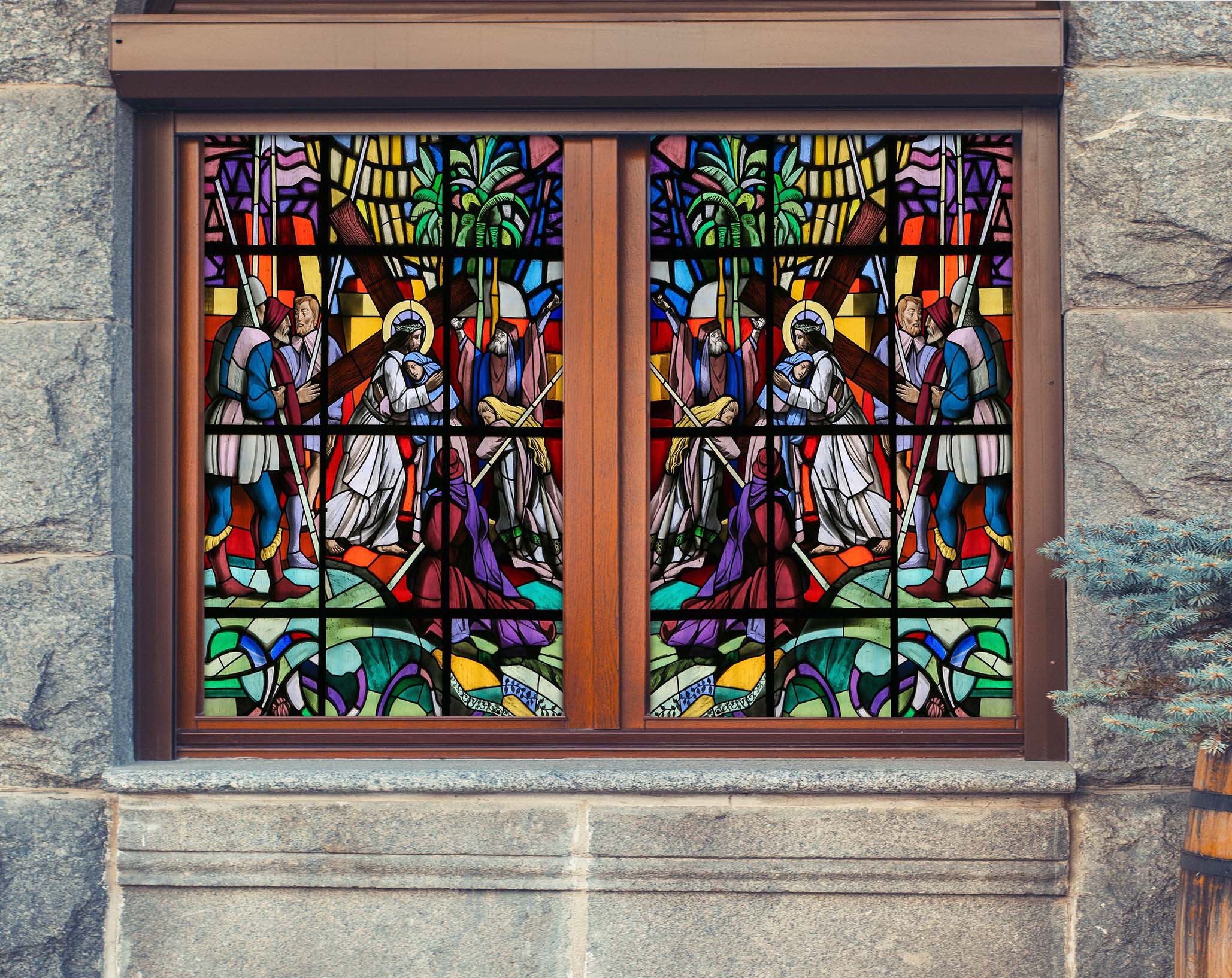 3D Church Compassion 324 Window Film Print Sticker Cling Stained Glass UV Block