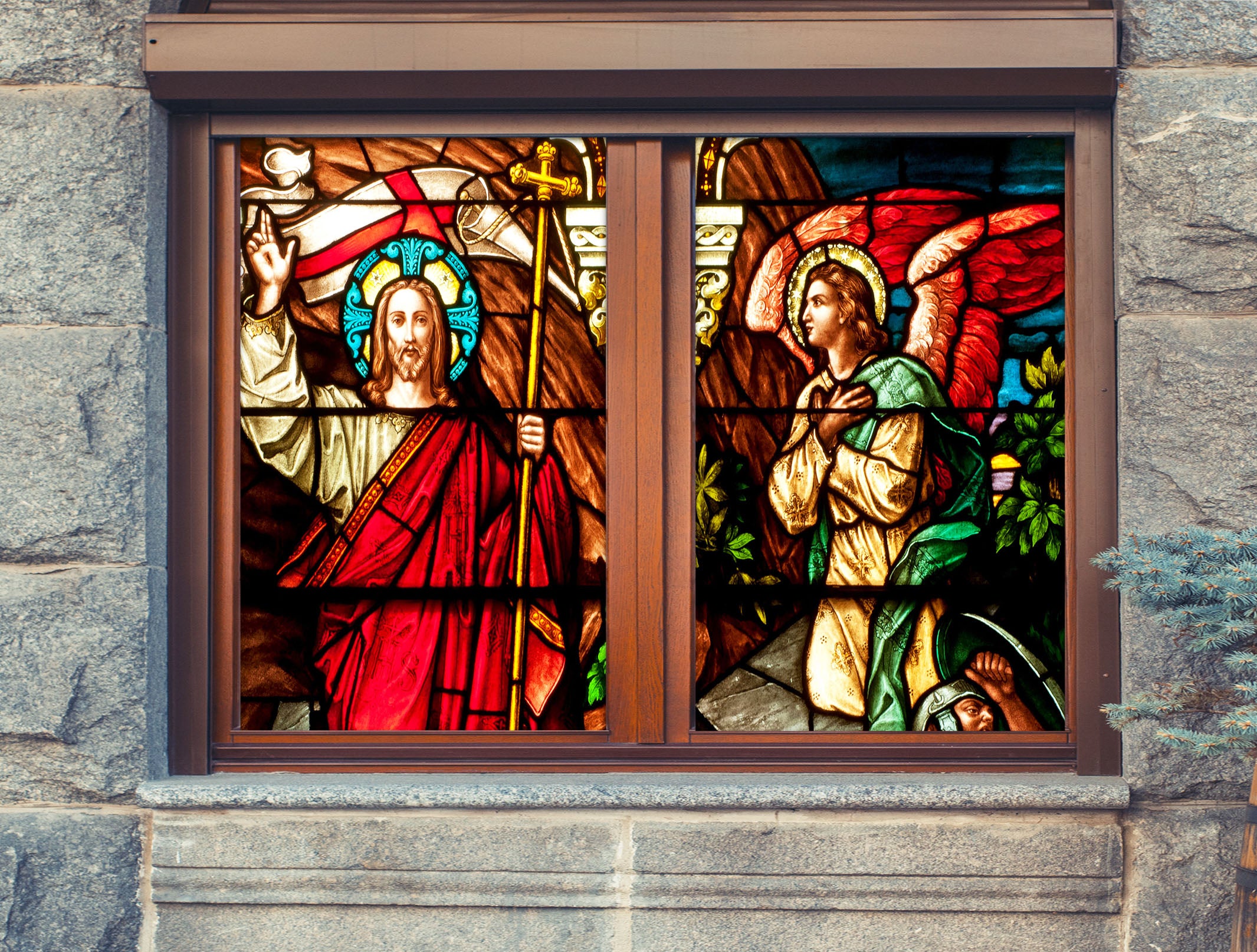 3D Religious Believer 131 Window Film Print Sticker Cling Stained Glass UV Block