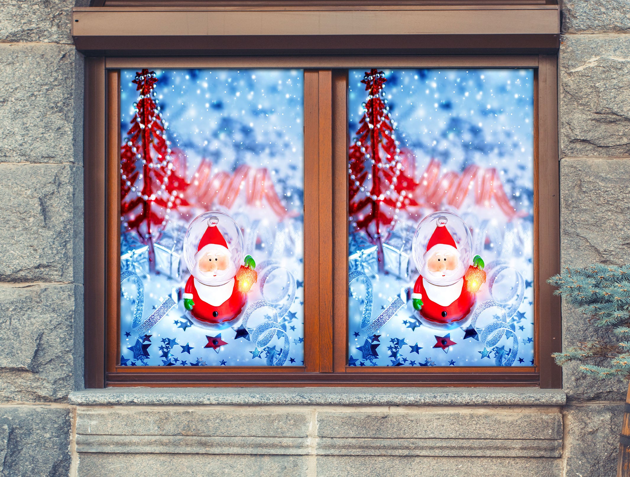 3D Santa Claus Ornaments 30018 Christmas Window Film Print Sticker Cling Stained Glass Xmas