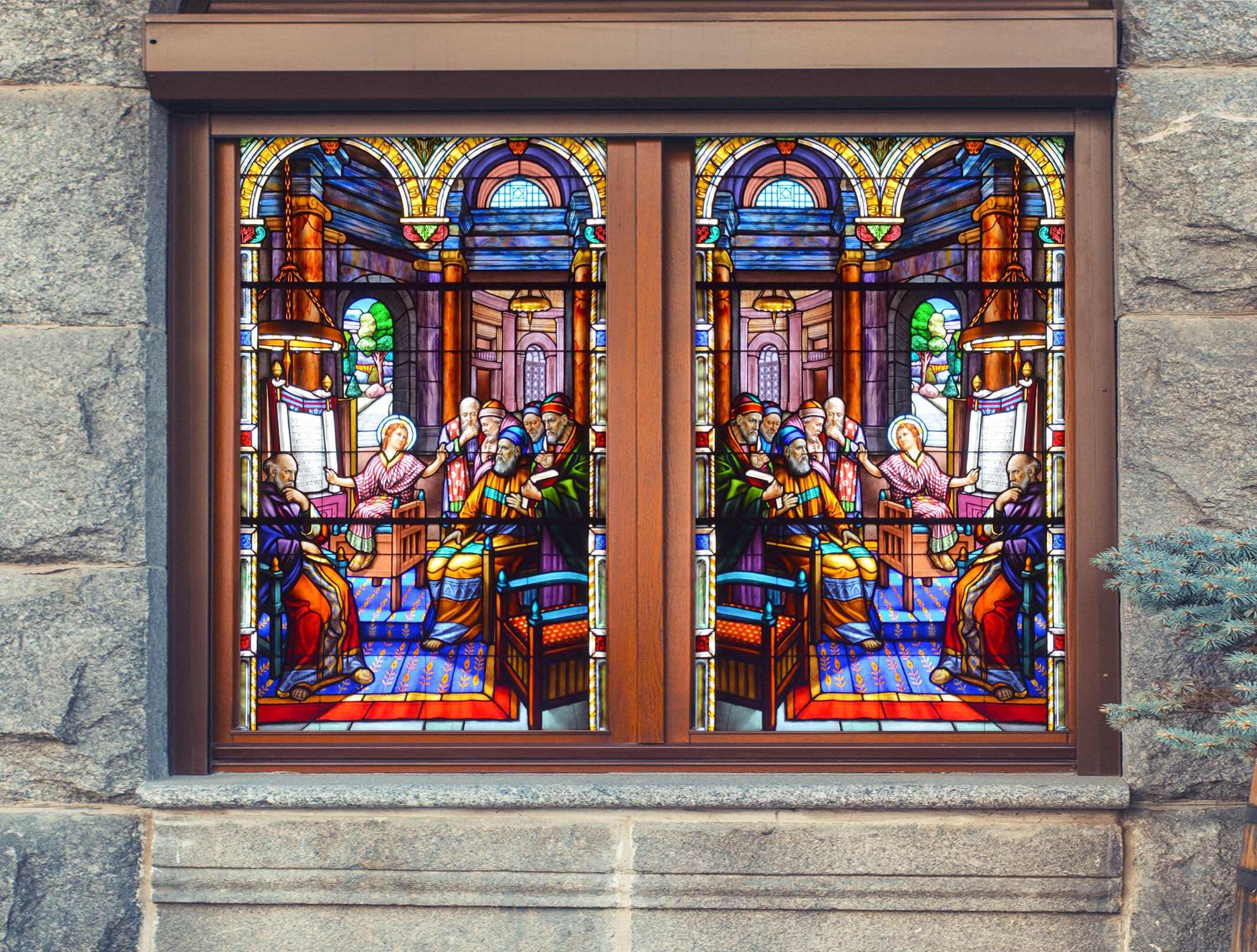 3D Classroom Meeting 168 Window Film Print Sticker Cling Stained Glass UV Block