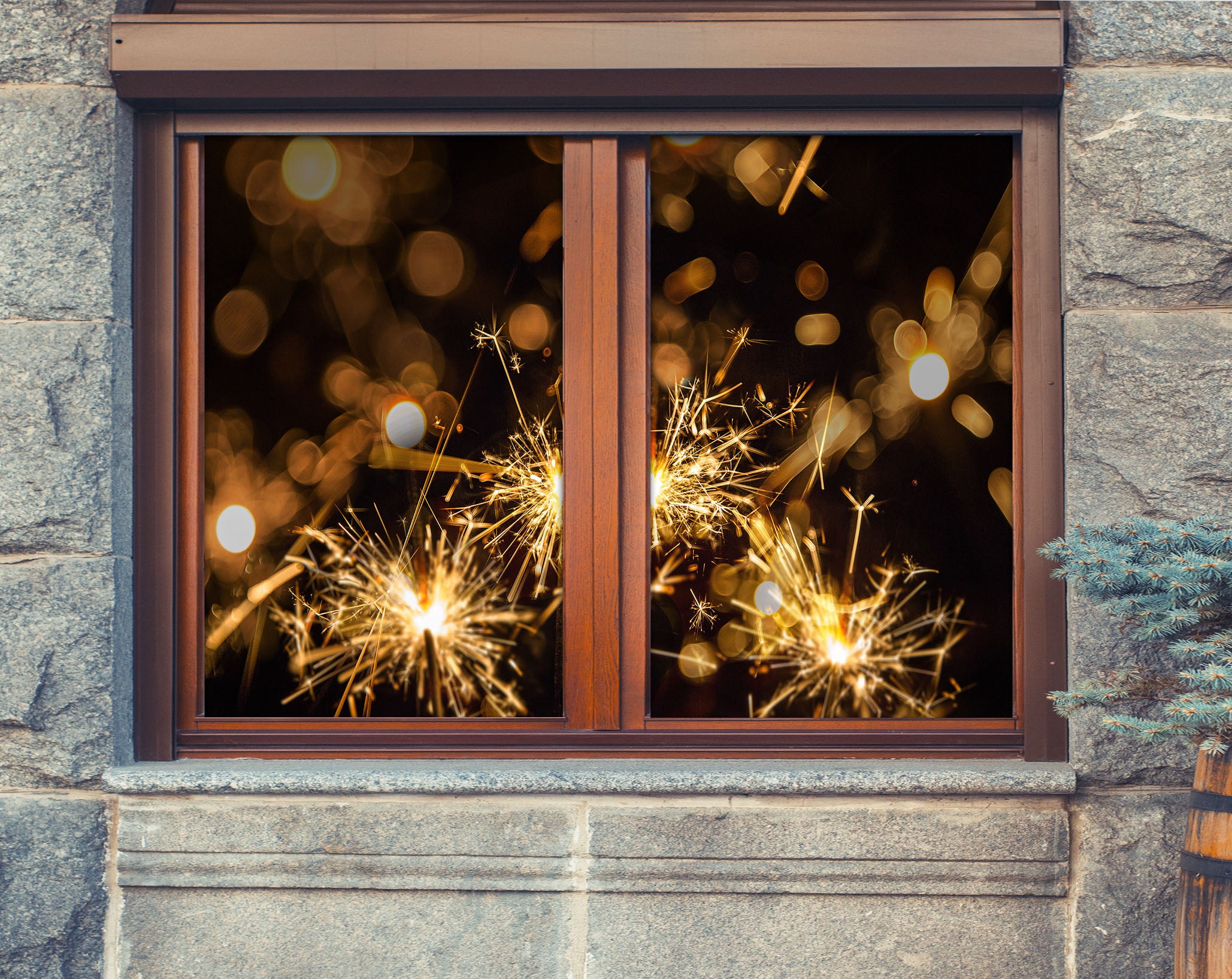 3D Beautiful Fireworks 391 Window Film Print Sticker Cling Stained Glass UV Block