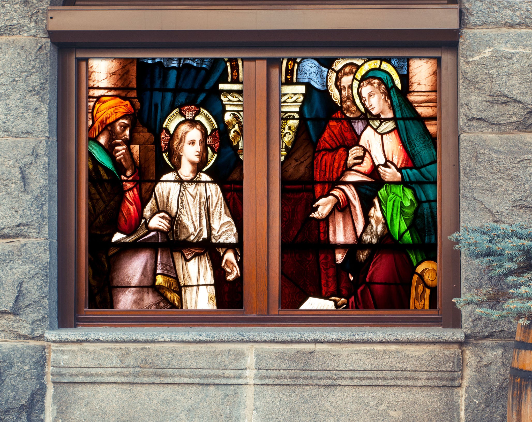 3D Church Believer 283 Window Film Print Sticker Cling Stained Glass UV Block