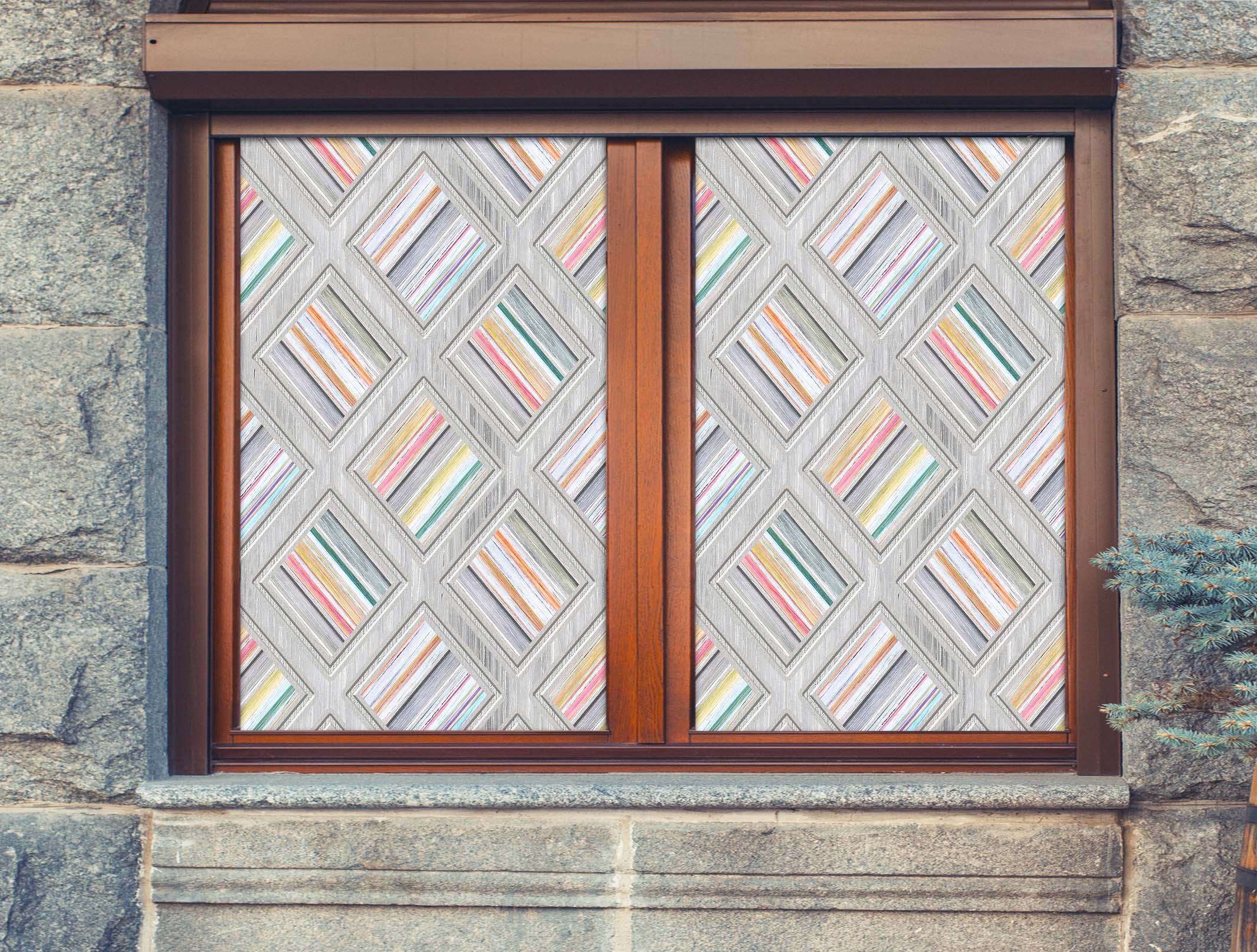 3D Color Stripes 127 Window Film Print Sticker Cling Stained Glass UV Block