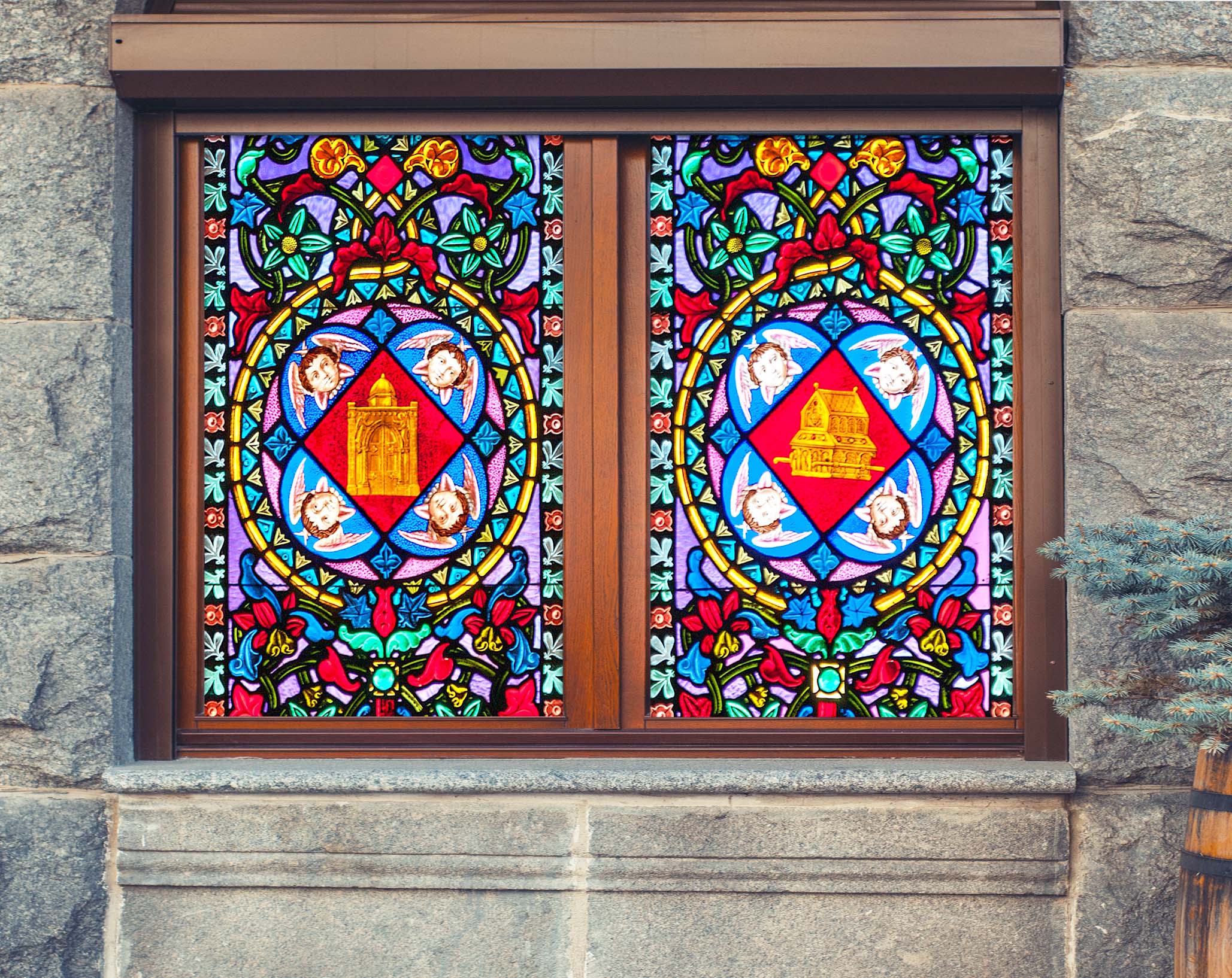 3D Angel Baby 295 Window Film Print Sticker Cling Stained Glass UV Block