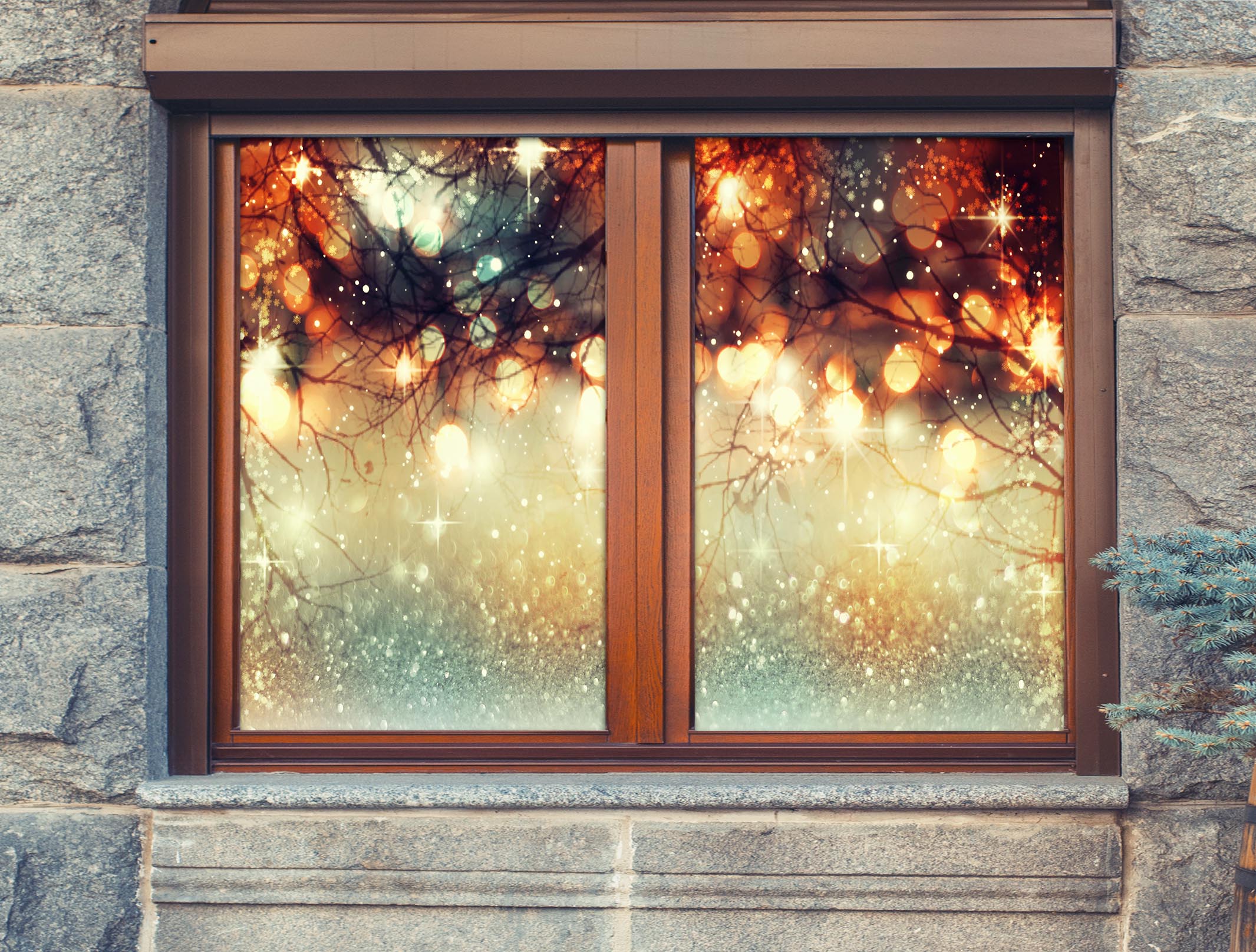 3D Branch Light Shadow 30110 Christmas Window Film Print Sticker Cling Stained Glass Xmas