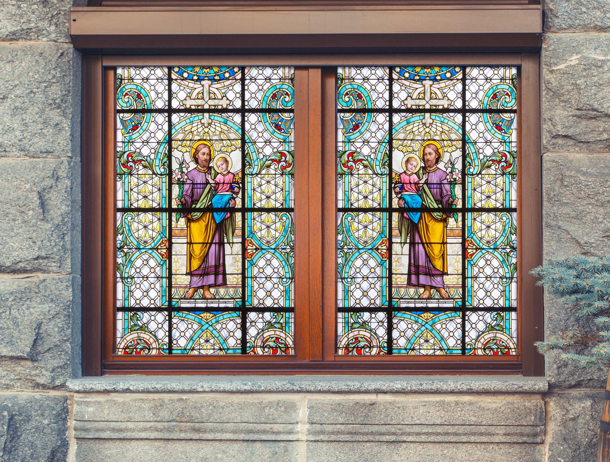 3D Royal Flower 177 Window Film Print Sticker Cling Stained Glass UV Block