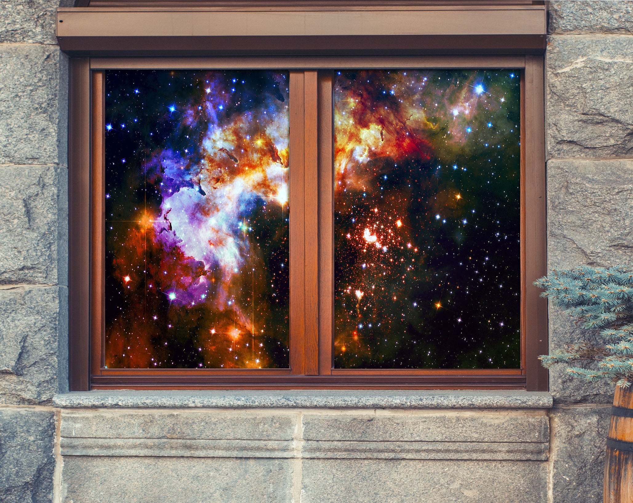 3D Cosmic Stars 381 Window Film Print Sticker Cling Stained Glass UV Block