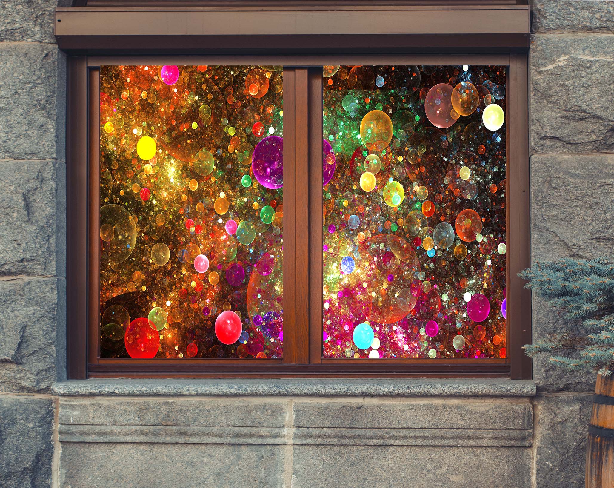 3D Color Bubble 316 Window Film Print Sticker Cling Stained Glass UV Block