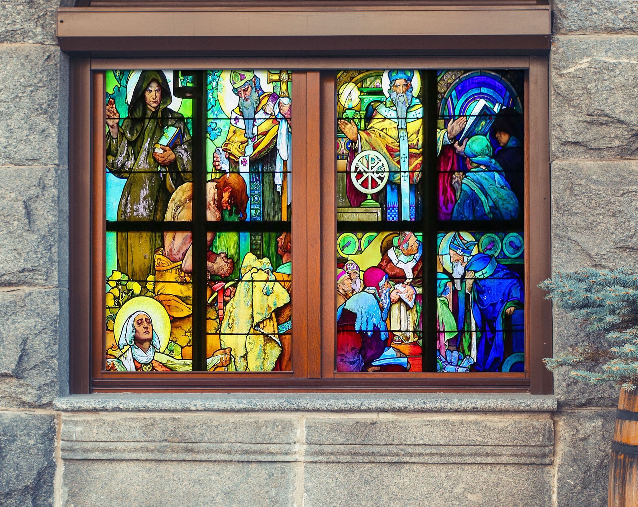 3D Believers Pray 335 Window Film Print Sticker Cling Stained Glass UV Block