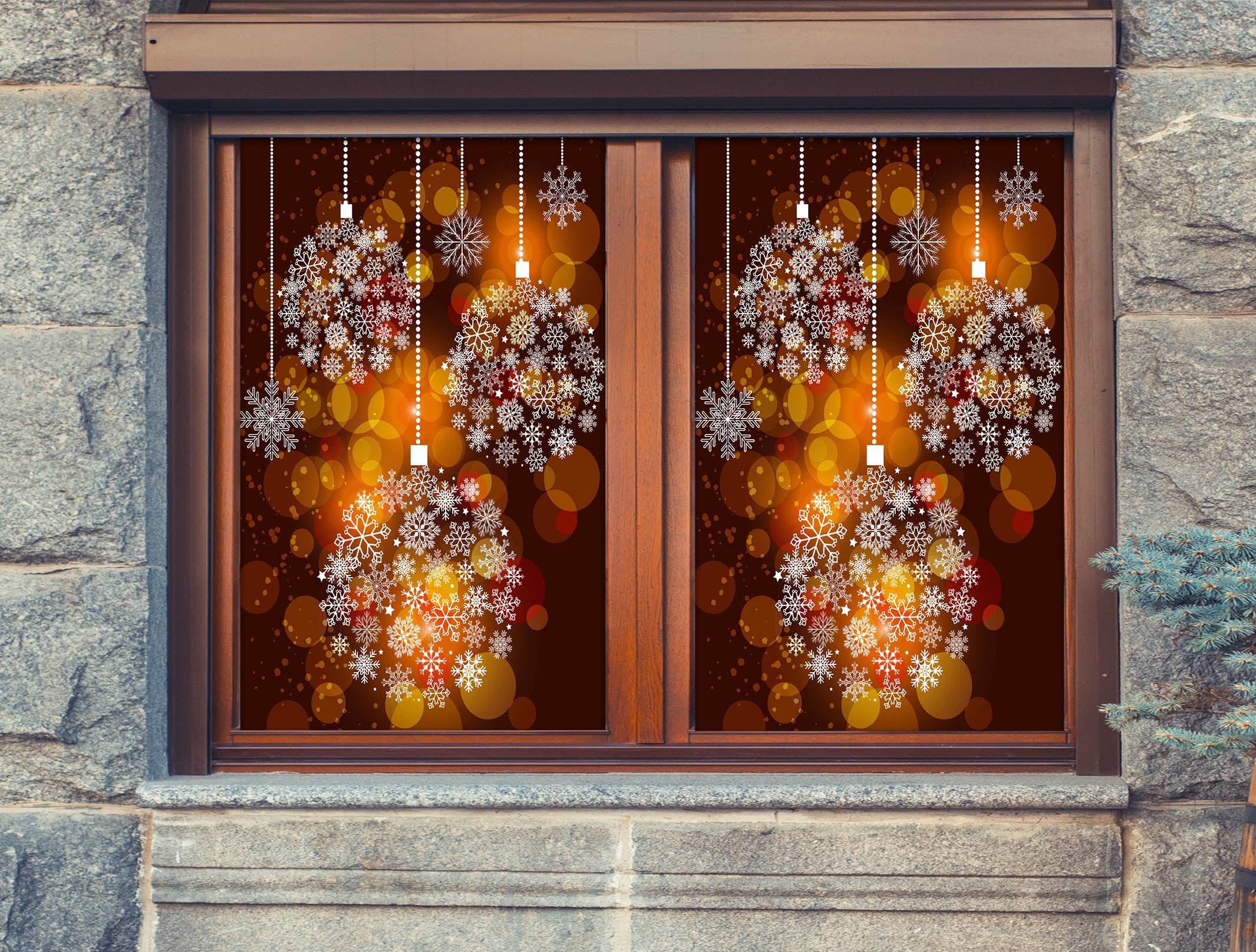 3D Snowflake 31017 Christmas Window Film Print Sticker Cling Stained Glass Xmas