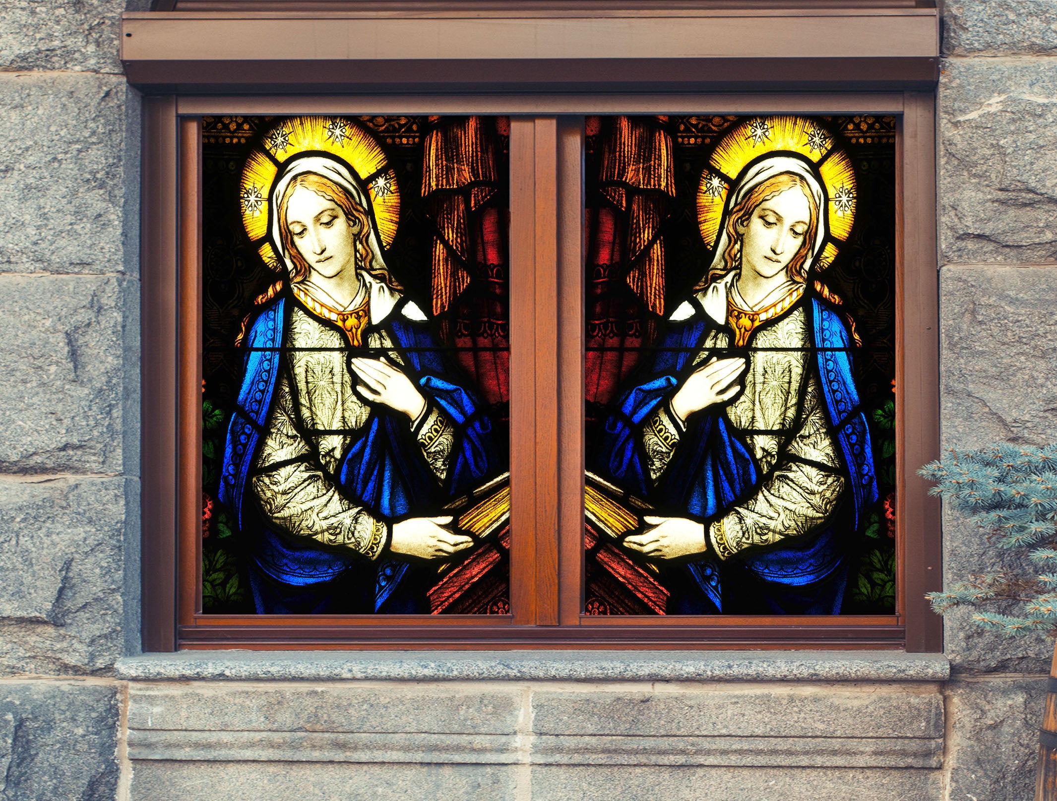 3D Female Saint 123 Window Film Print Sticker Cling Stained Glass UV Block