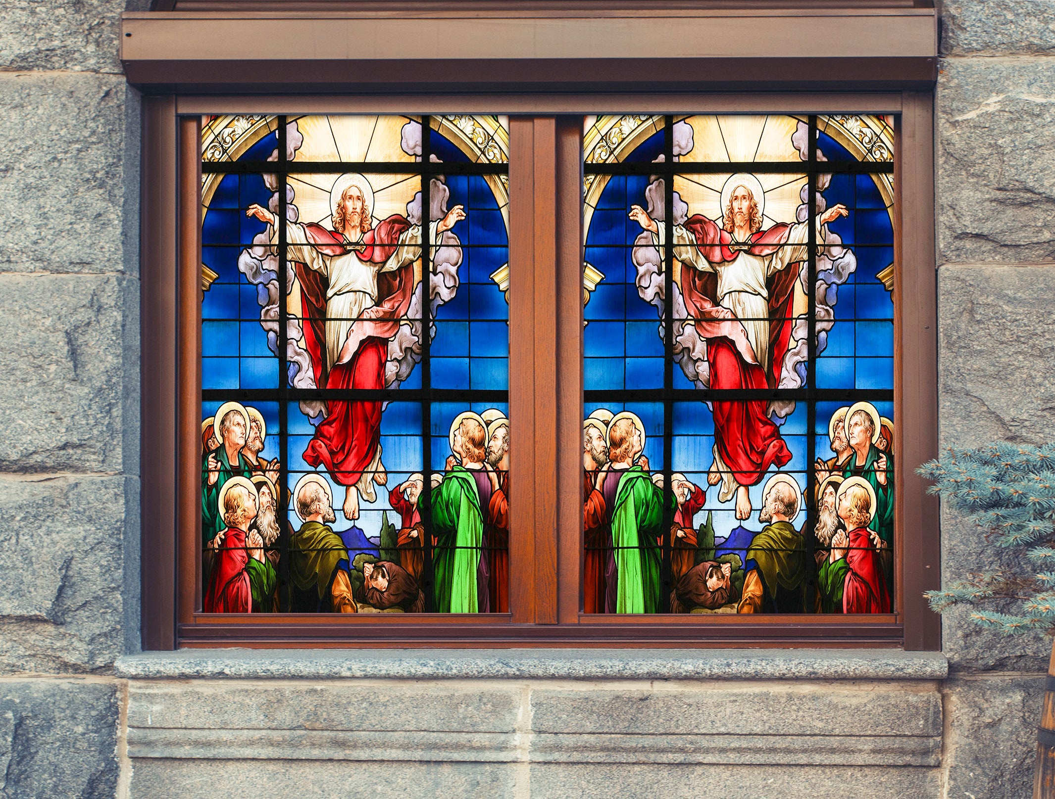 3D Believers Enlightenment 157 Window Film Print Sticker Cling Stained Glass UV Block