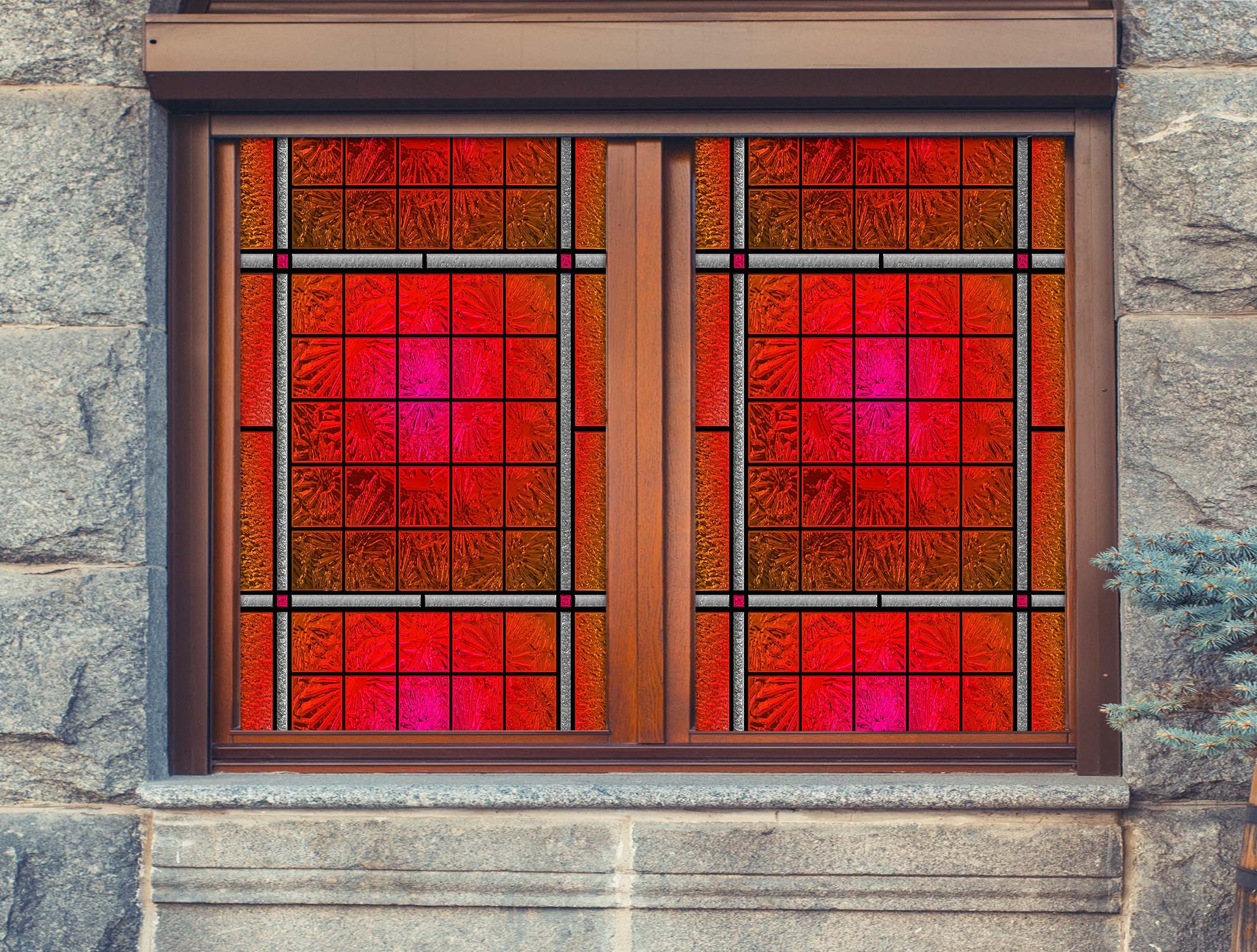 3D Big Red 020 Window Film Print Sticker Cling Stained Glass UV Block