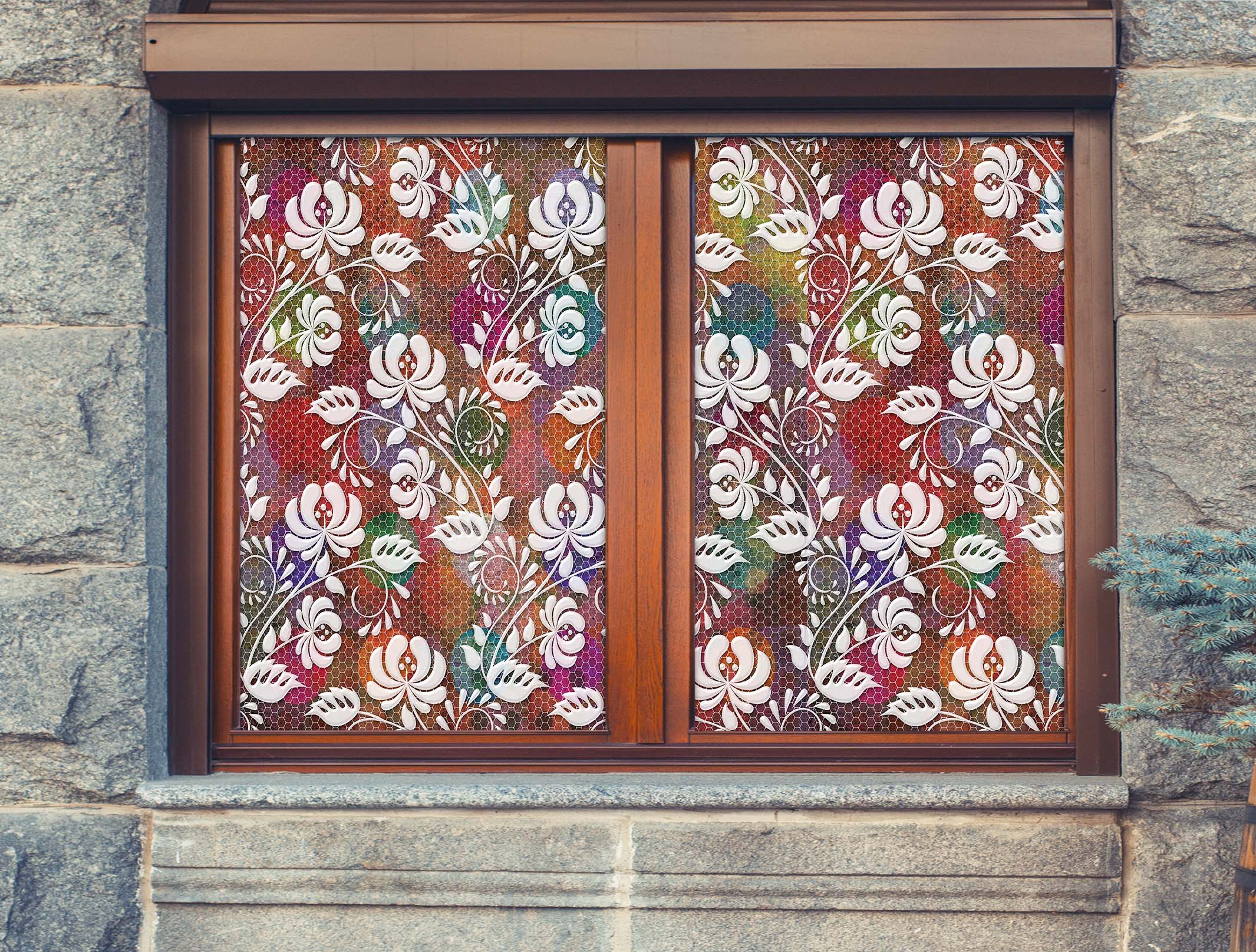 3D White Pattern 160 Window Film Print Sticker Cling Stained Glass UV Block