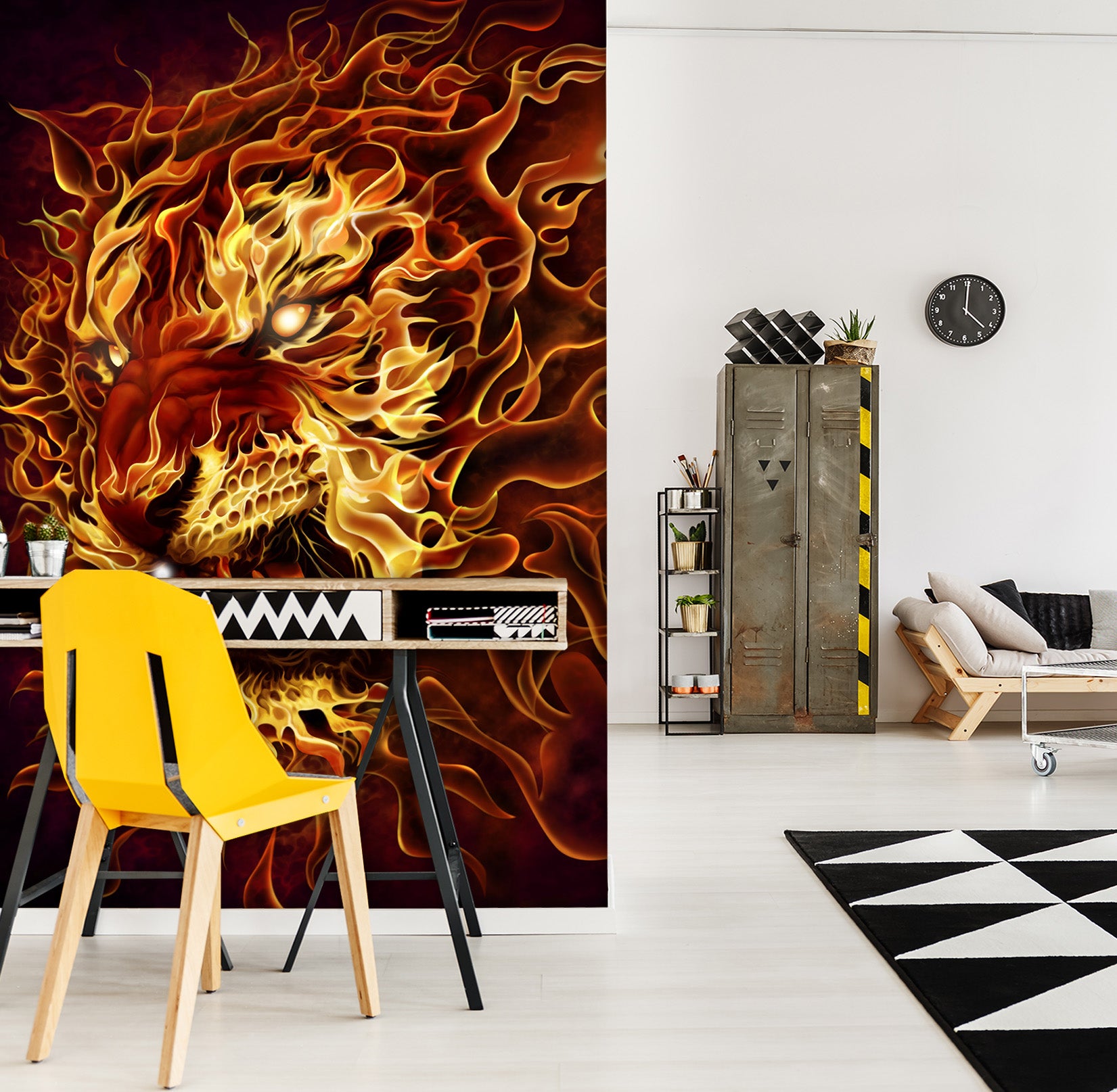 3D Flame Tiger 5037 Tom Wood Wall Mural Wall Murals