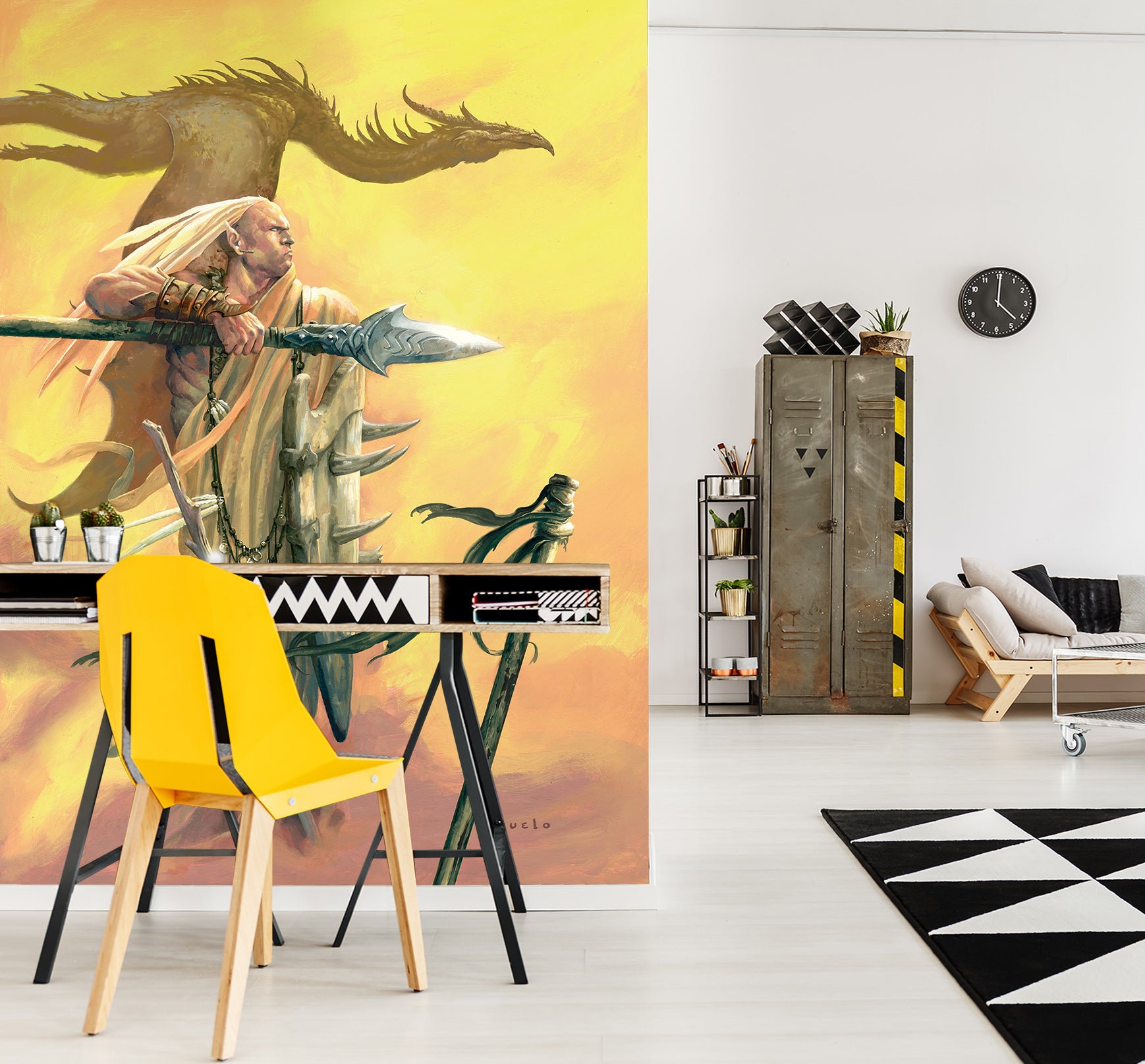 3D Long Hair Sword Dragon 7124 Ciruelo Wall Mural Wall Murals