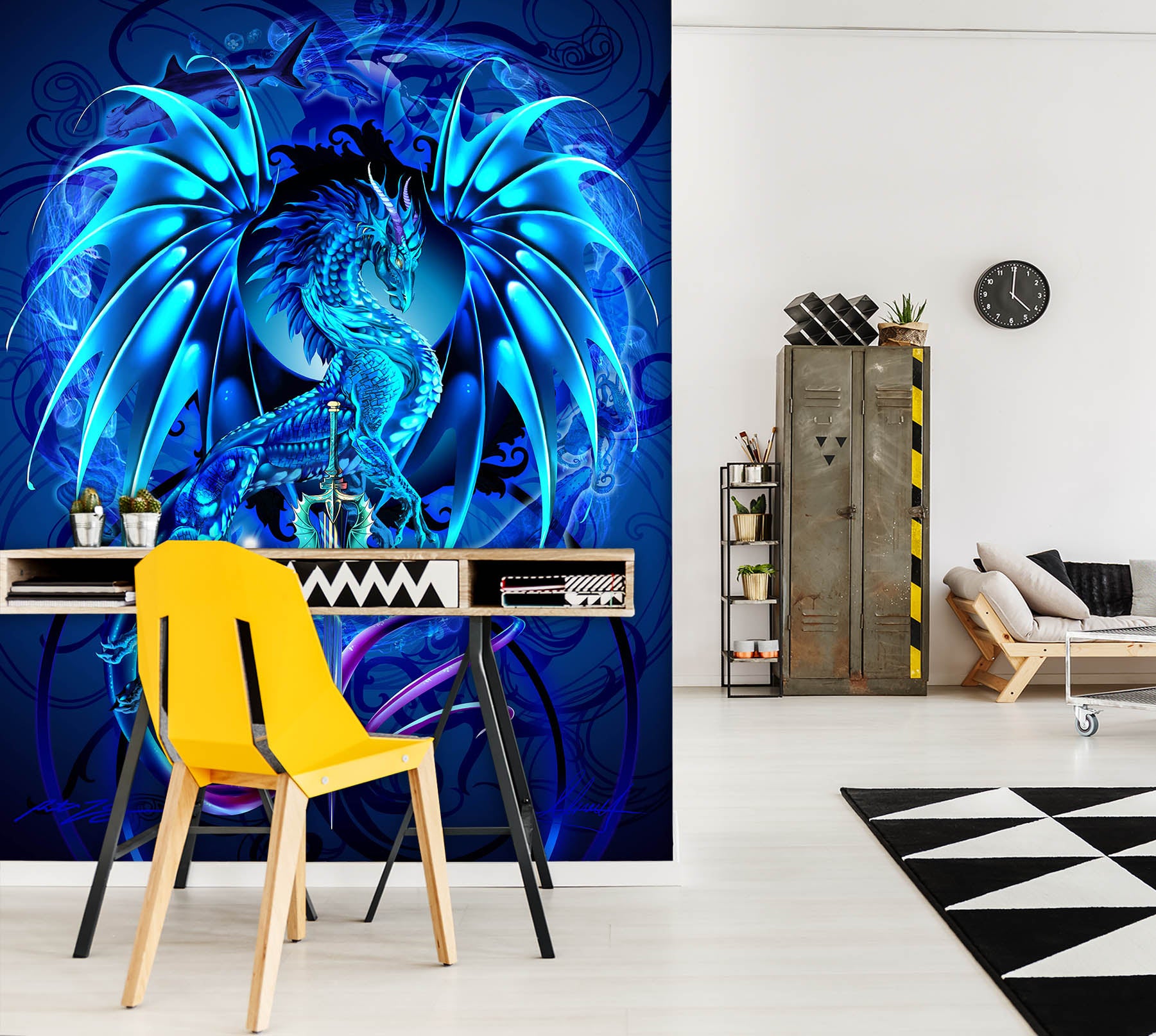 3D Blue Dragon 8140 Ruth Thompson Wall Mural Wall Murals