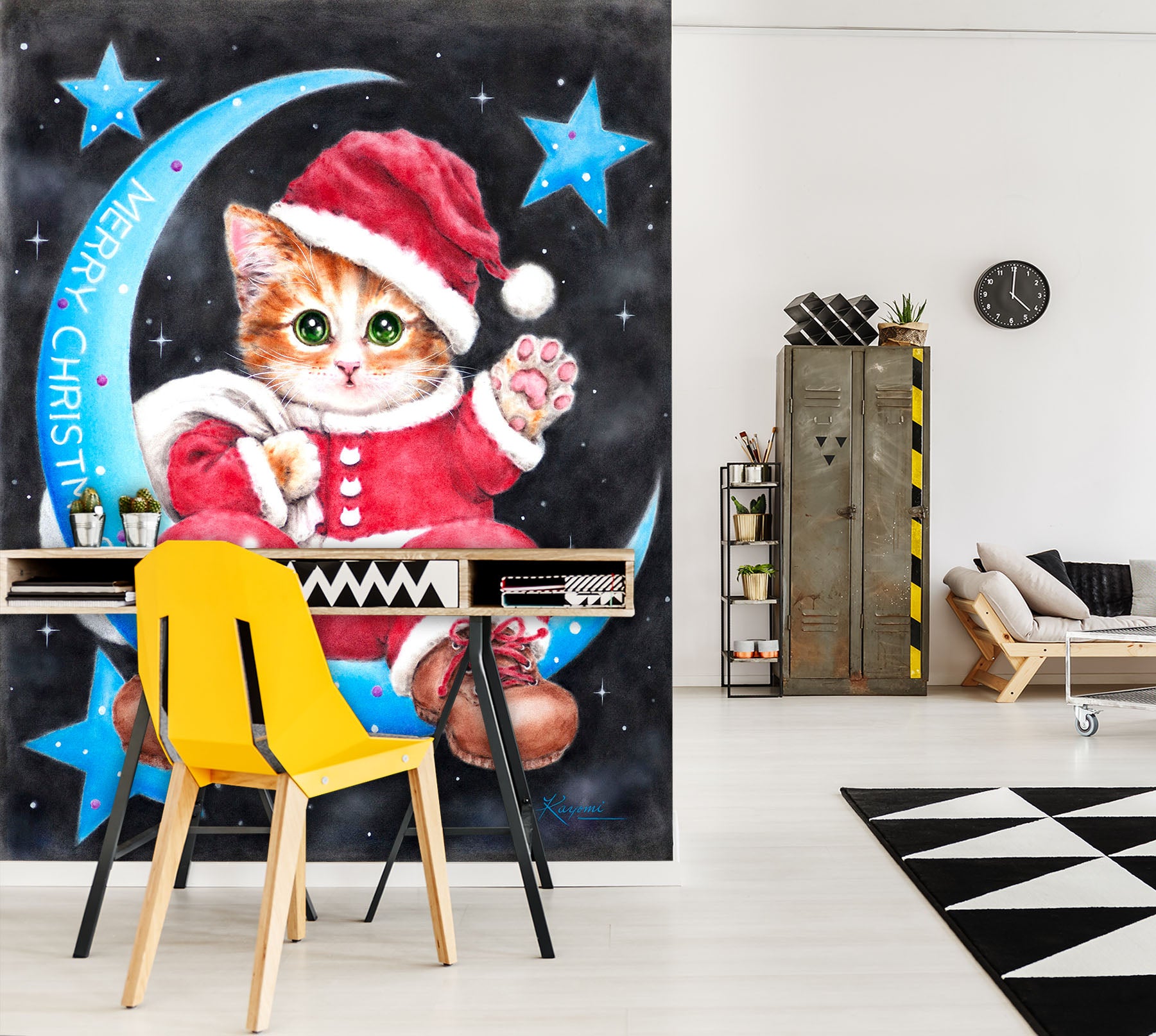 3D Christmas Cat Moon 5569 Kayomi Harai Wall Mural Wall Murals