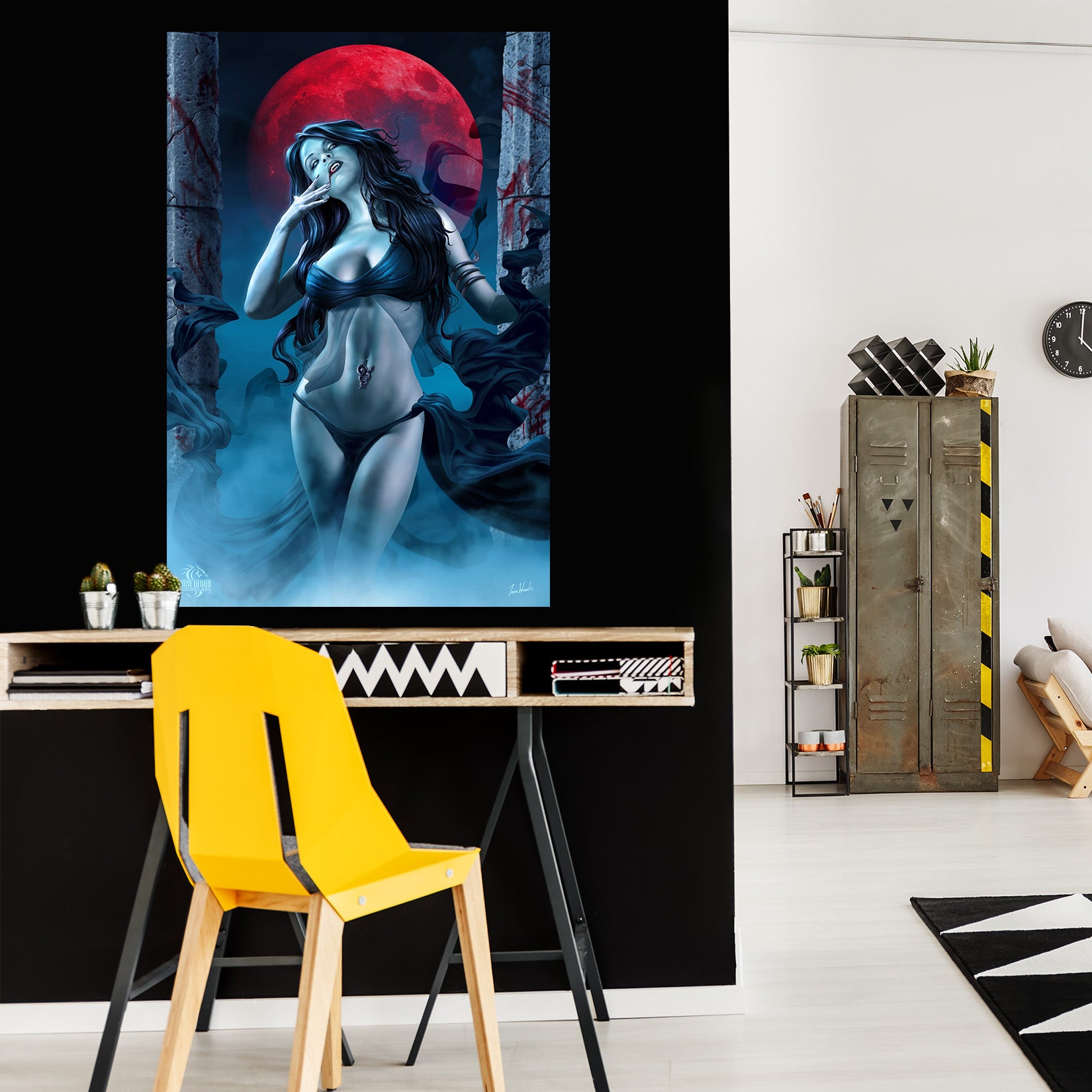 3D Red Moon Beauty 5123 Tom Wood Wall Sticker