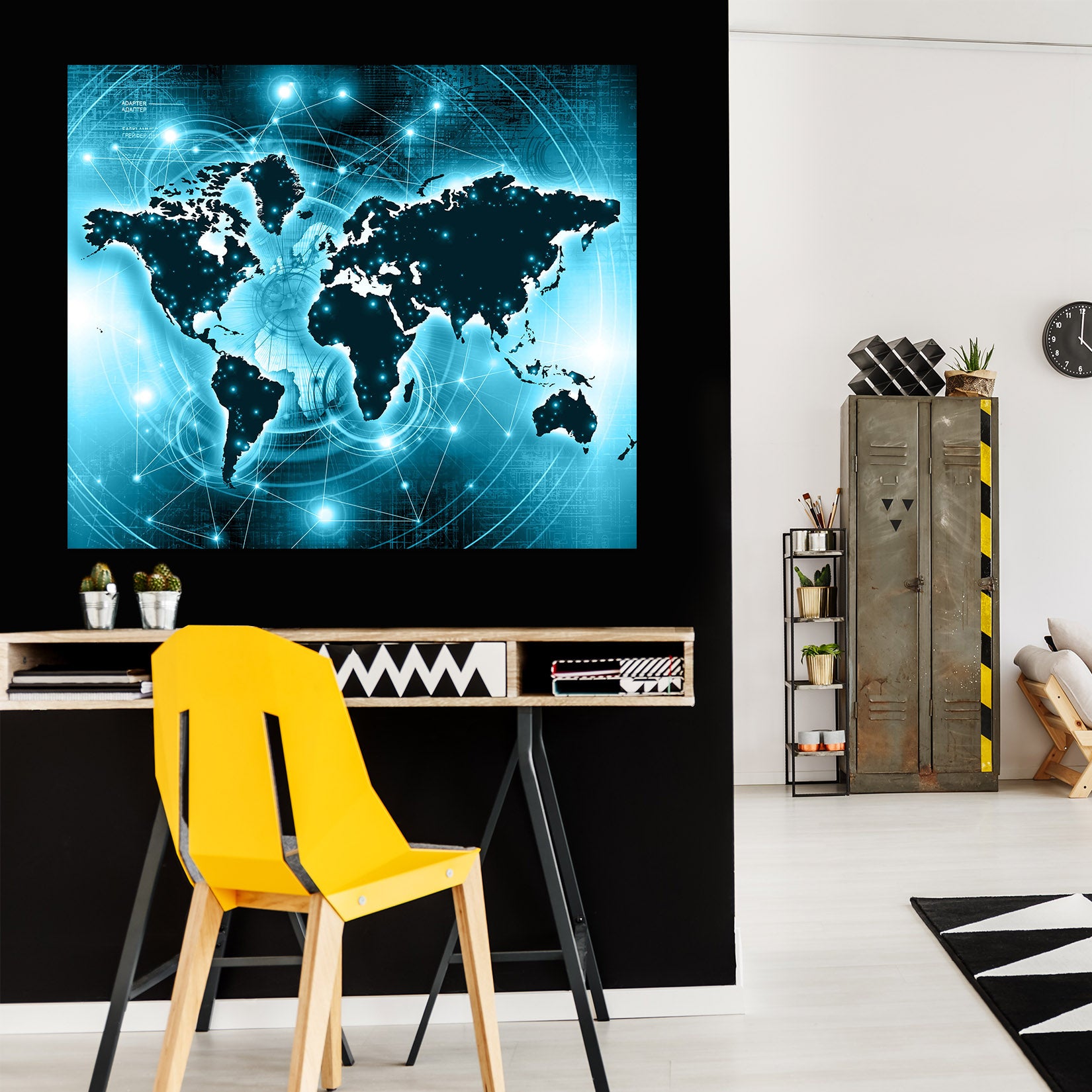 3D Blue Rays 235 World Map Wall Sticker