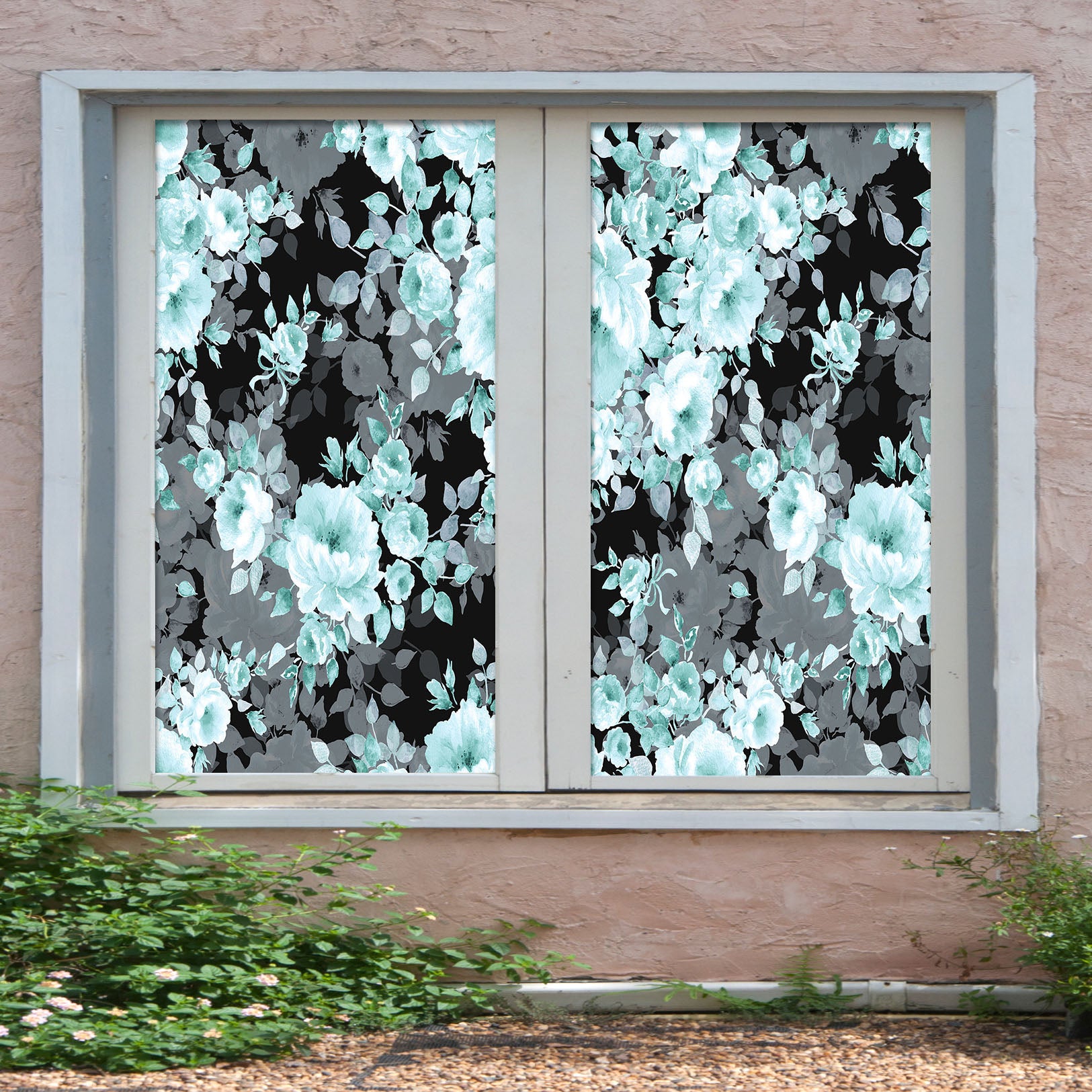 3D Green Flower 359 Window Film Print Sticker Cling Stained Glass UV Block