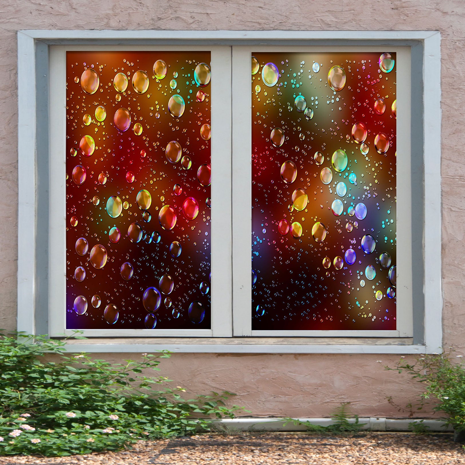 3D Color Bubble 267 Window Film Print Sticker Cling Stained Glass UV Block