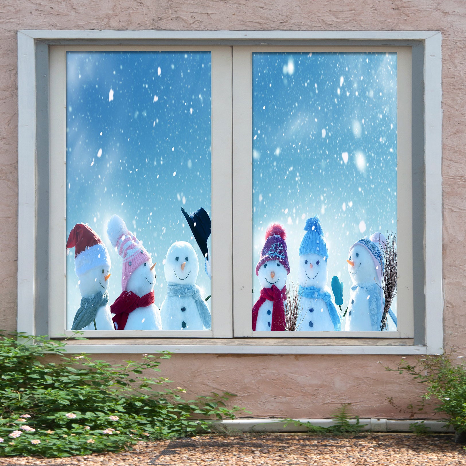 3D Snowman 30049 Christmas Window Film Print Sticker Cling Stained Glass Xmas